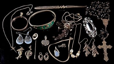 A Collection of Sterling Silver and Silver-Tone Jewelry and Decorative Items Including Beau and 