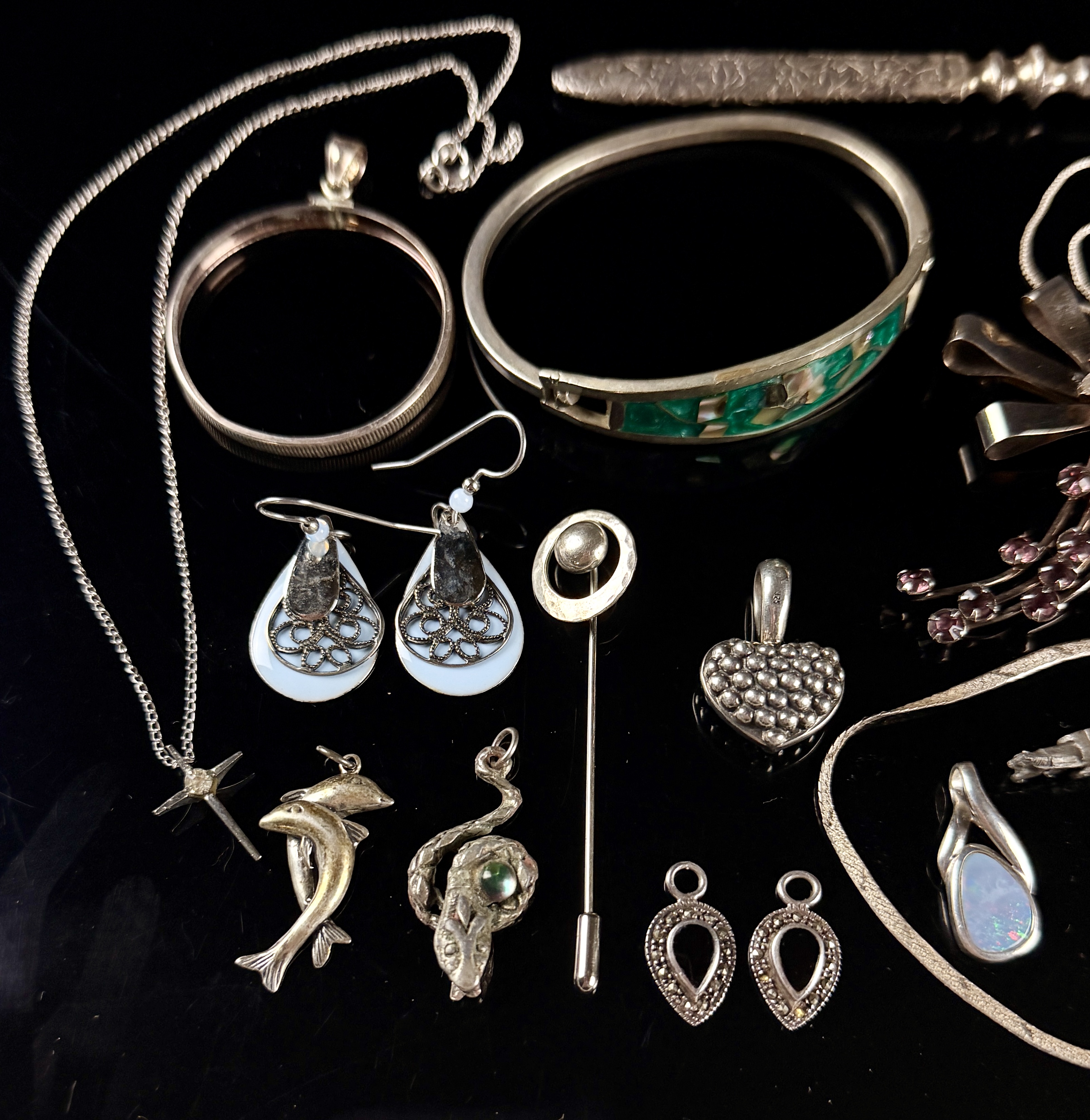 A Collection of Sterling Silver and Silver-Tone Jewelry and Decorative Items Including Beau and Catamore