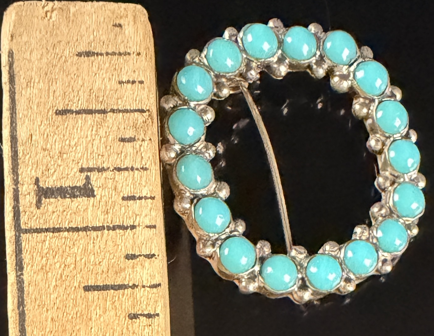 Mexican Sterling Silver and Turquoise Wreath Brooch