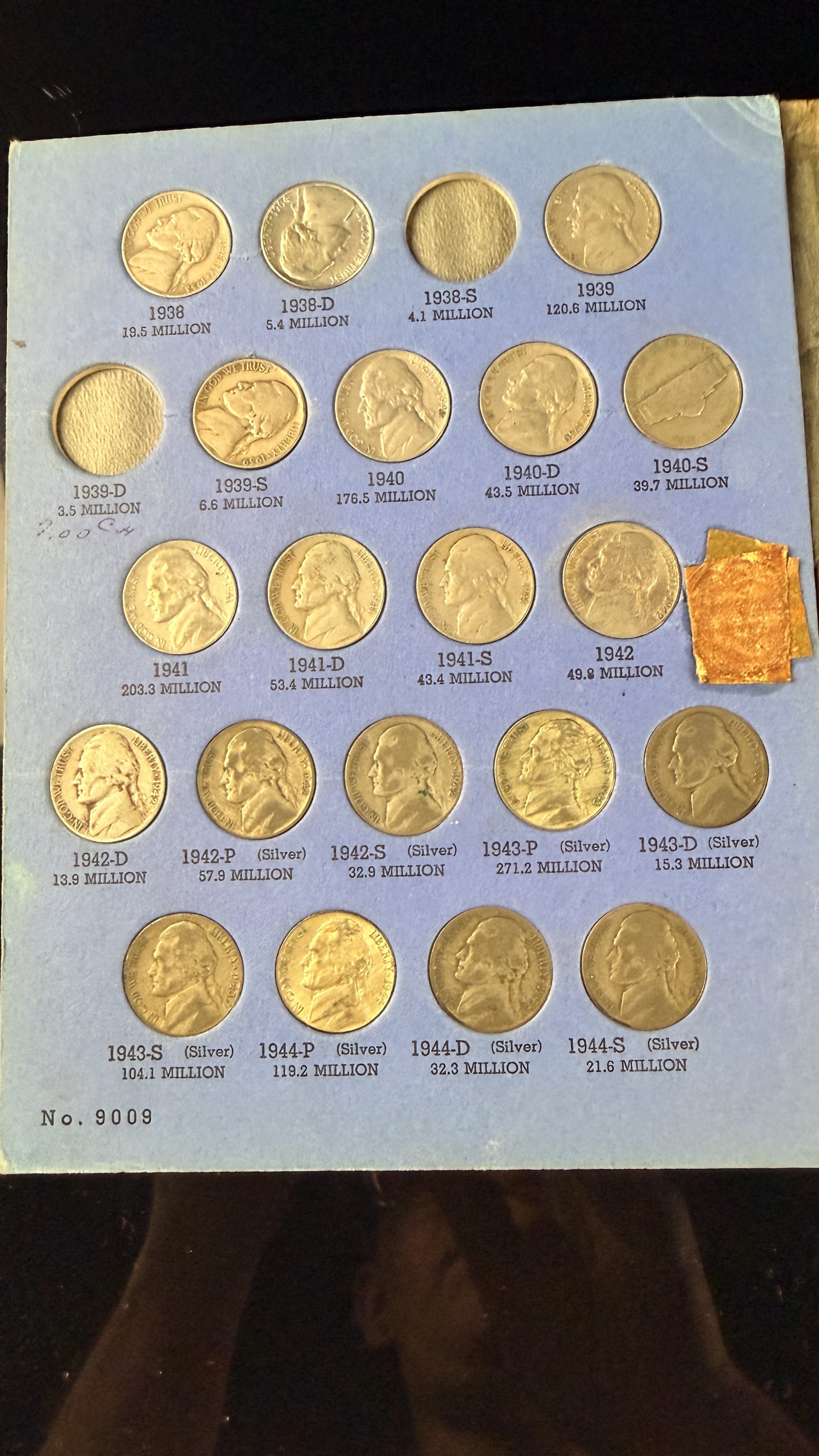 US 1938-1961 Jefferson Nickel Collection, Cupro-Nickel and Silver, Whitman No. 9009