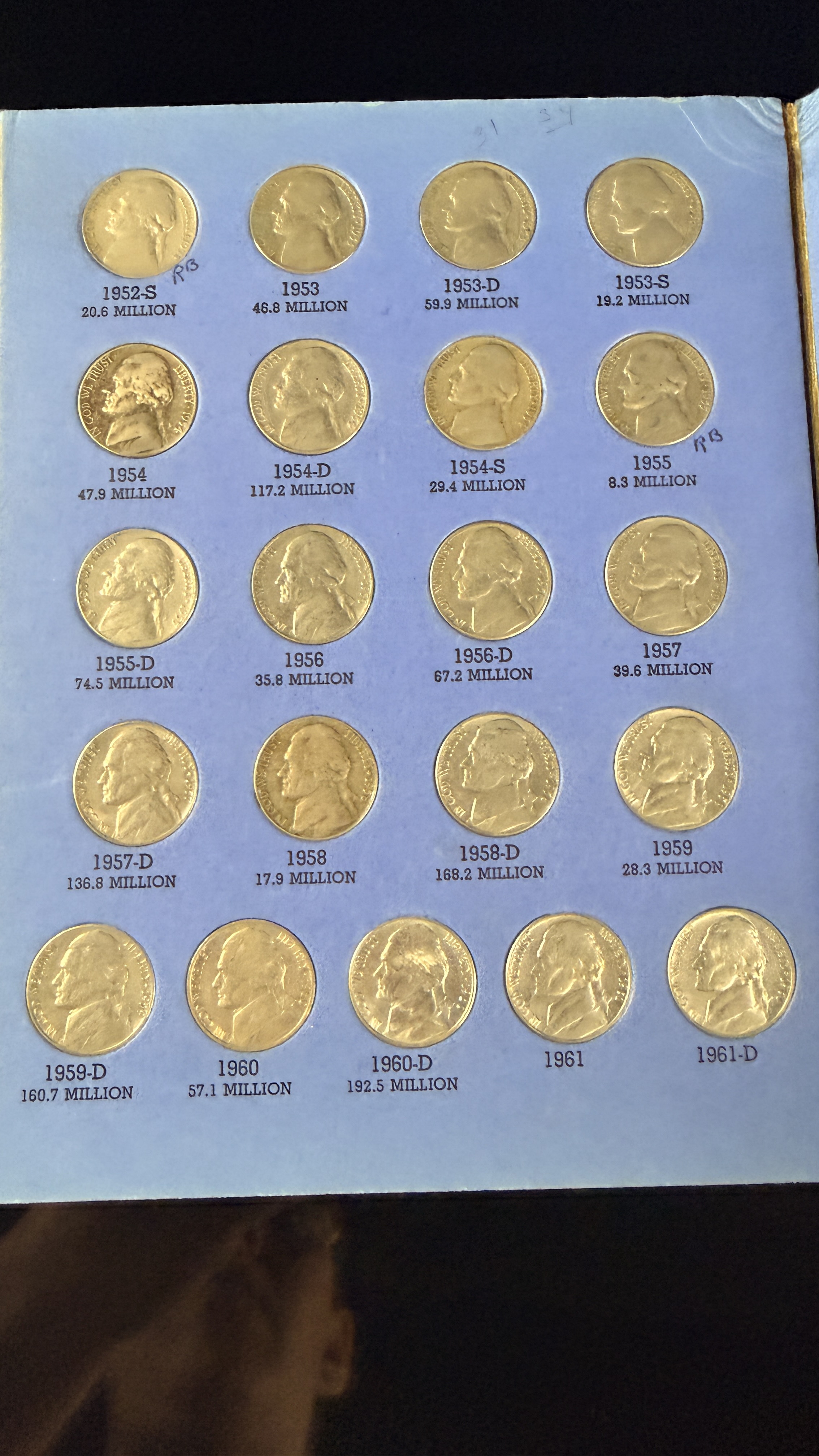 US 1938-1961 Jefferson Nickel Collection, Cupro-Nickel and Silver, Whitman No. 9009