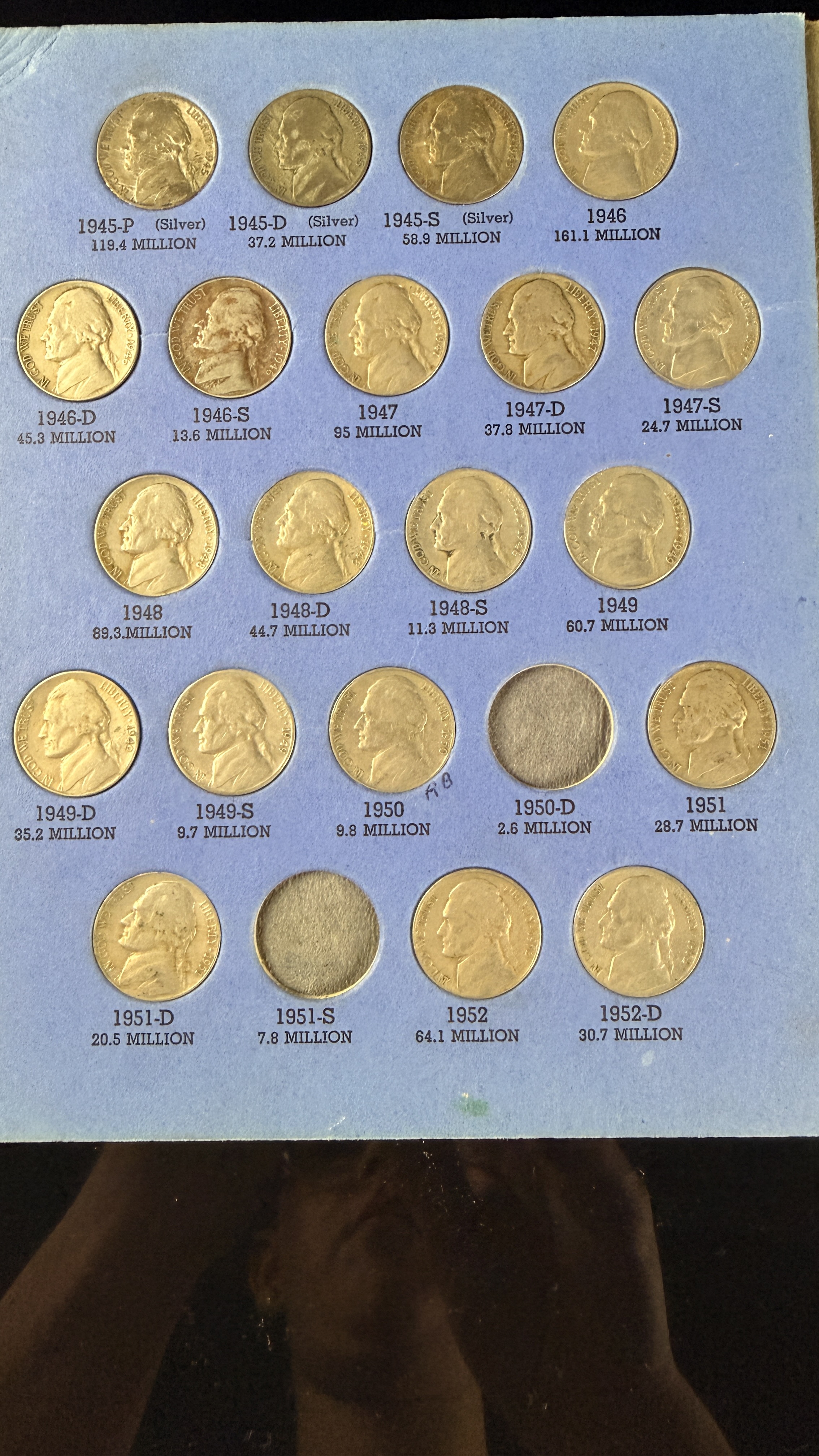 US 1938-1961 Jefferson Nickel Collection, Copper-Nickel and Silver Alloy