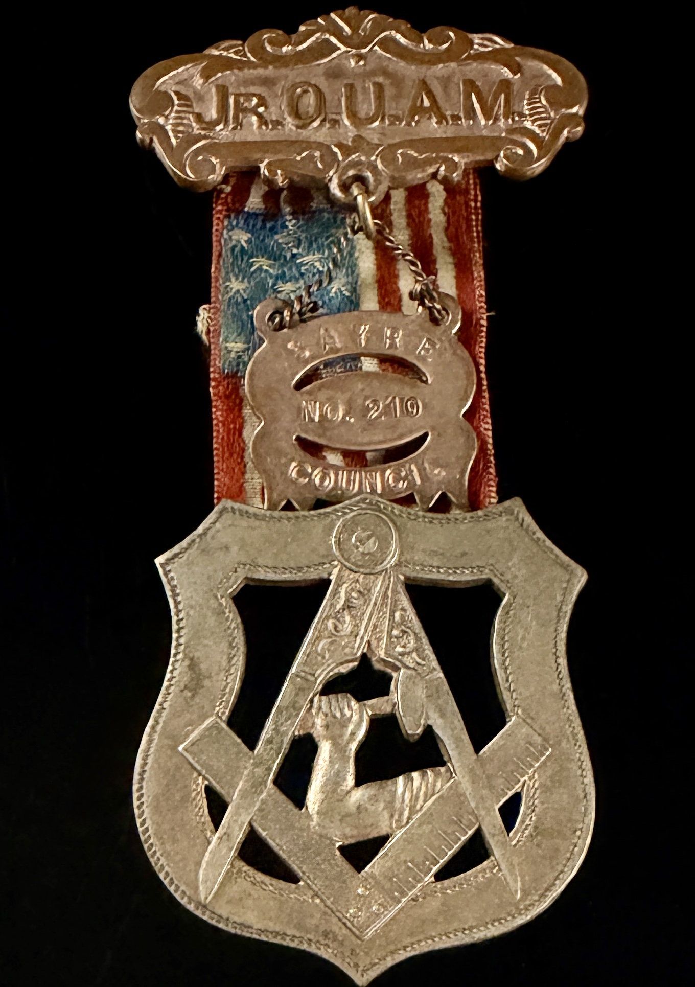 Junior Order of United American Mechanics Jr. O.U.A.M. Sayre Council No. 210 Fraternal Member Badge