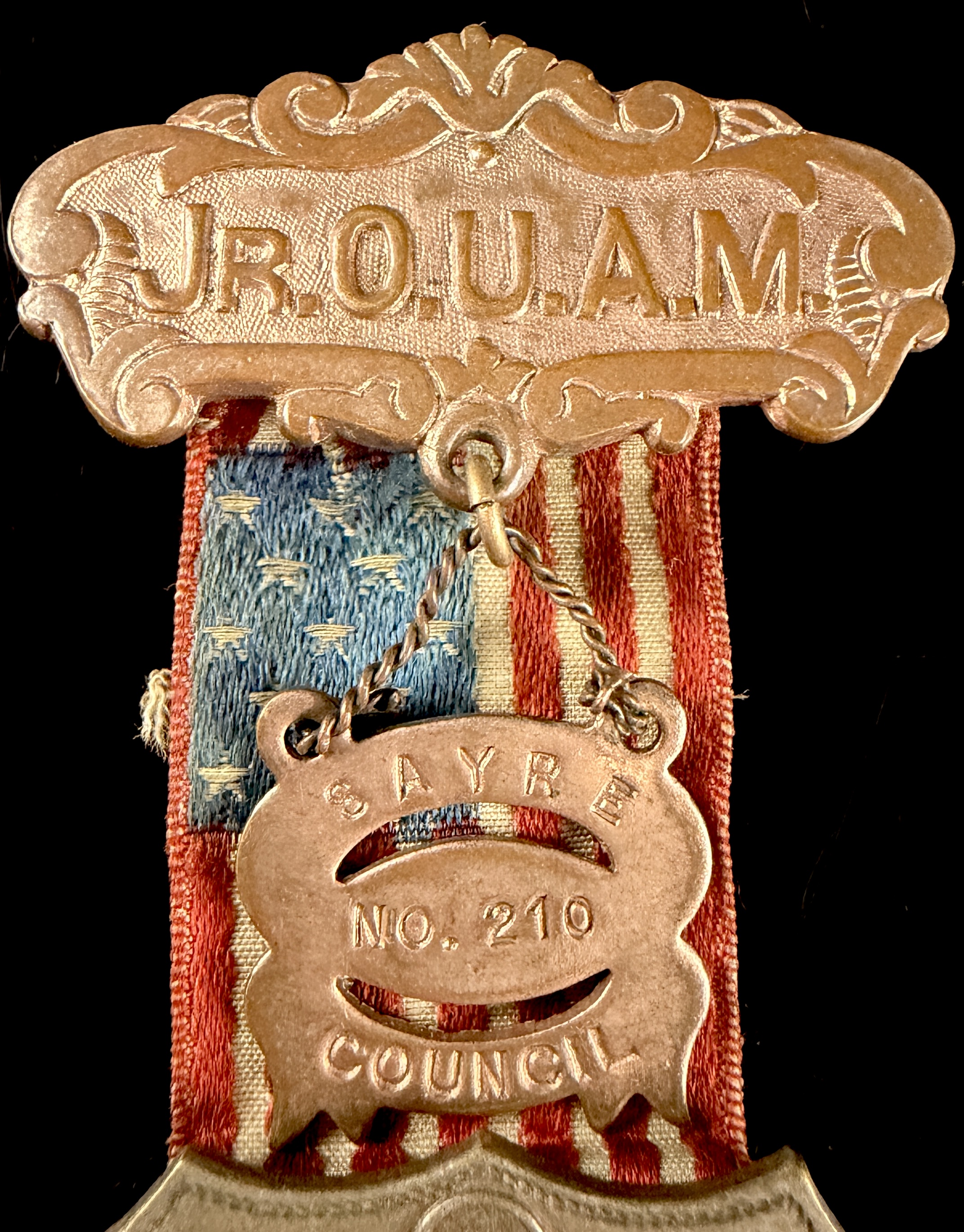 Junior Order of United American Mechanics Jr. O.U.A.M. Sayre Council No. 210 Fraternal Member Badge