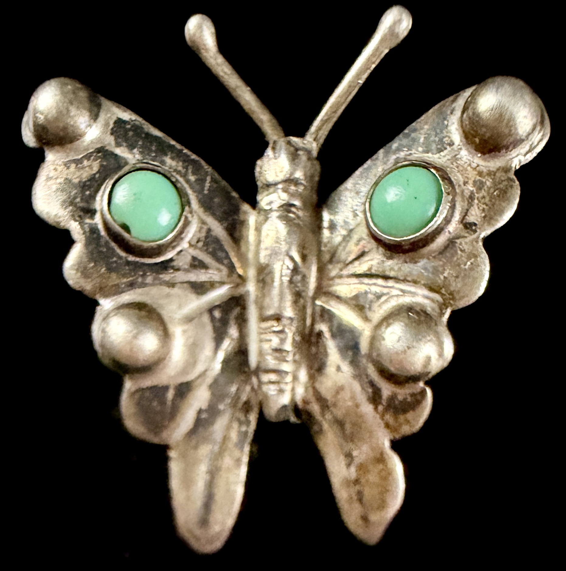 Vintage Mexican Silver and Turquoise Butterfly Brooch