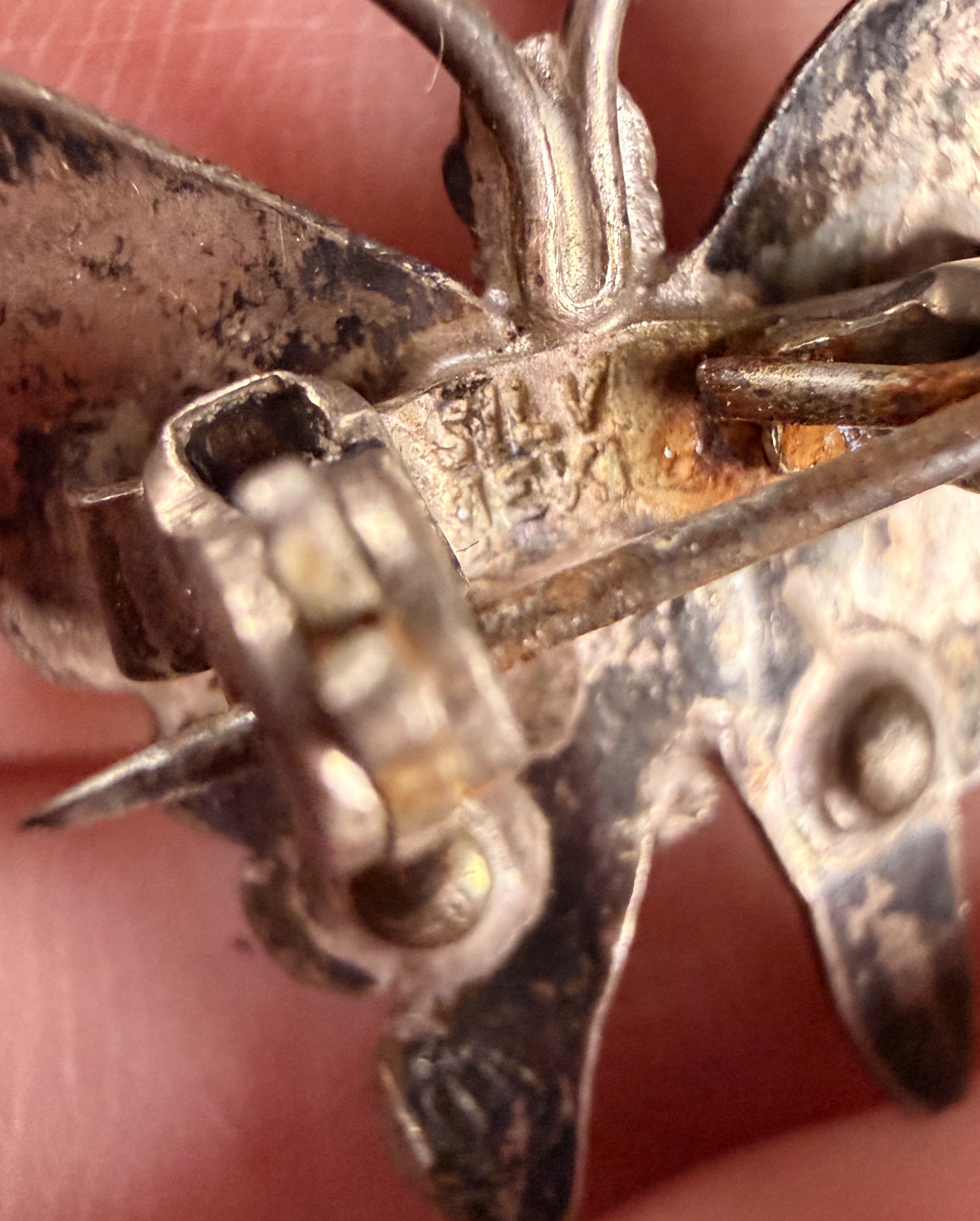 Vintage Mexican Silver and Turquoise Butterfly Brooch