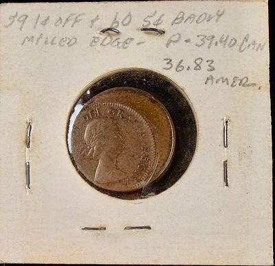 CA 1959 1 Cent, Off-Center Strike Error. This lot features a 1959 Canadian 1-cent coin struck at 
