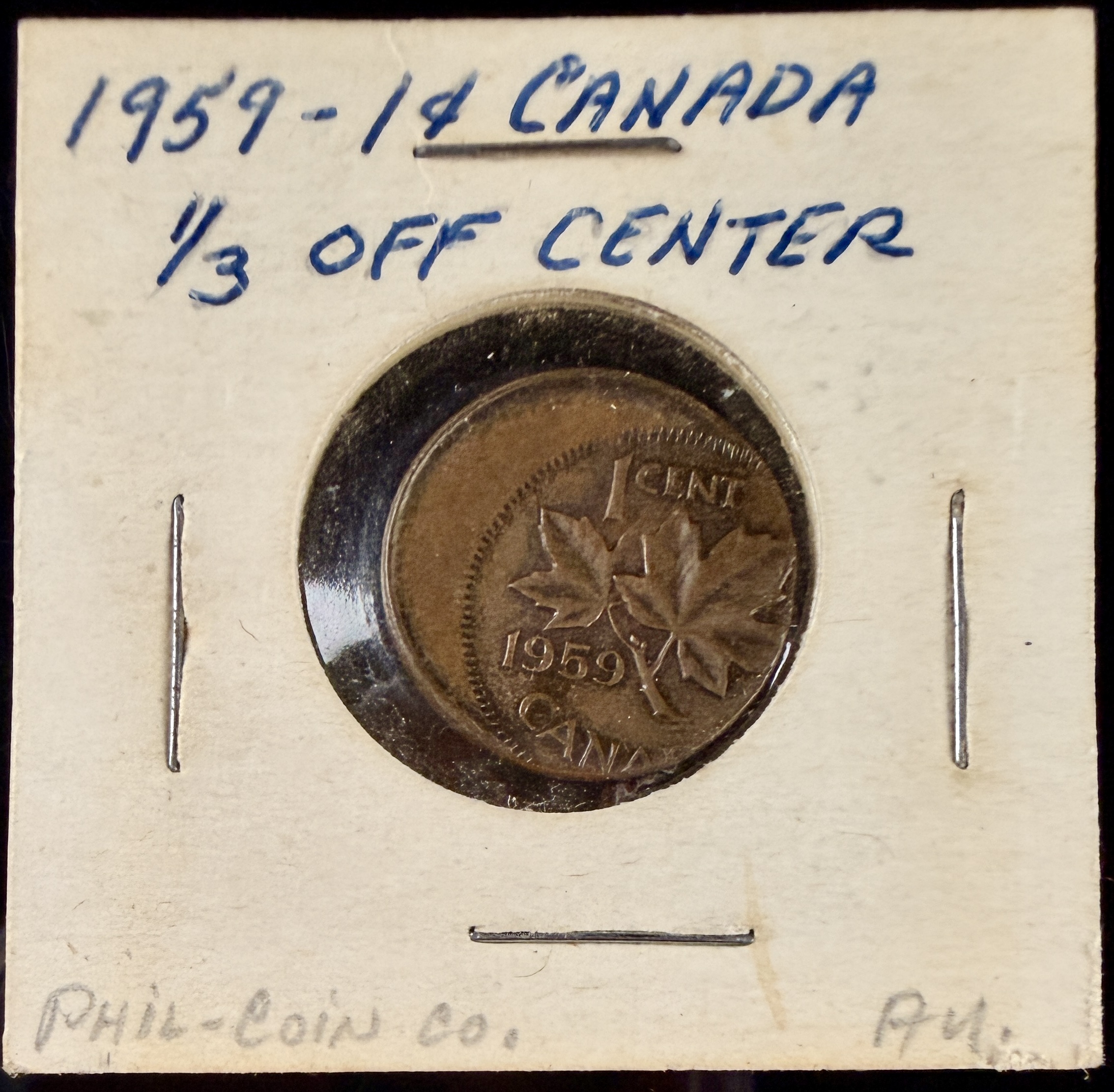 CA 1959 1 Cent, Off-Center Strike Error