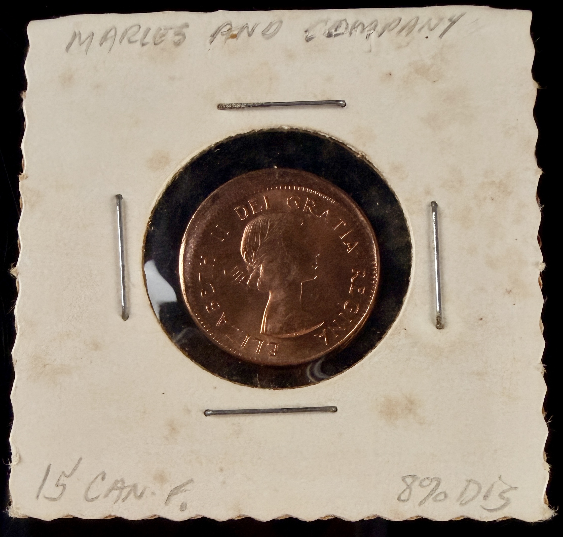 1961 CAN 1 Cent Error Coin, Off-Center Strike