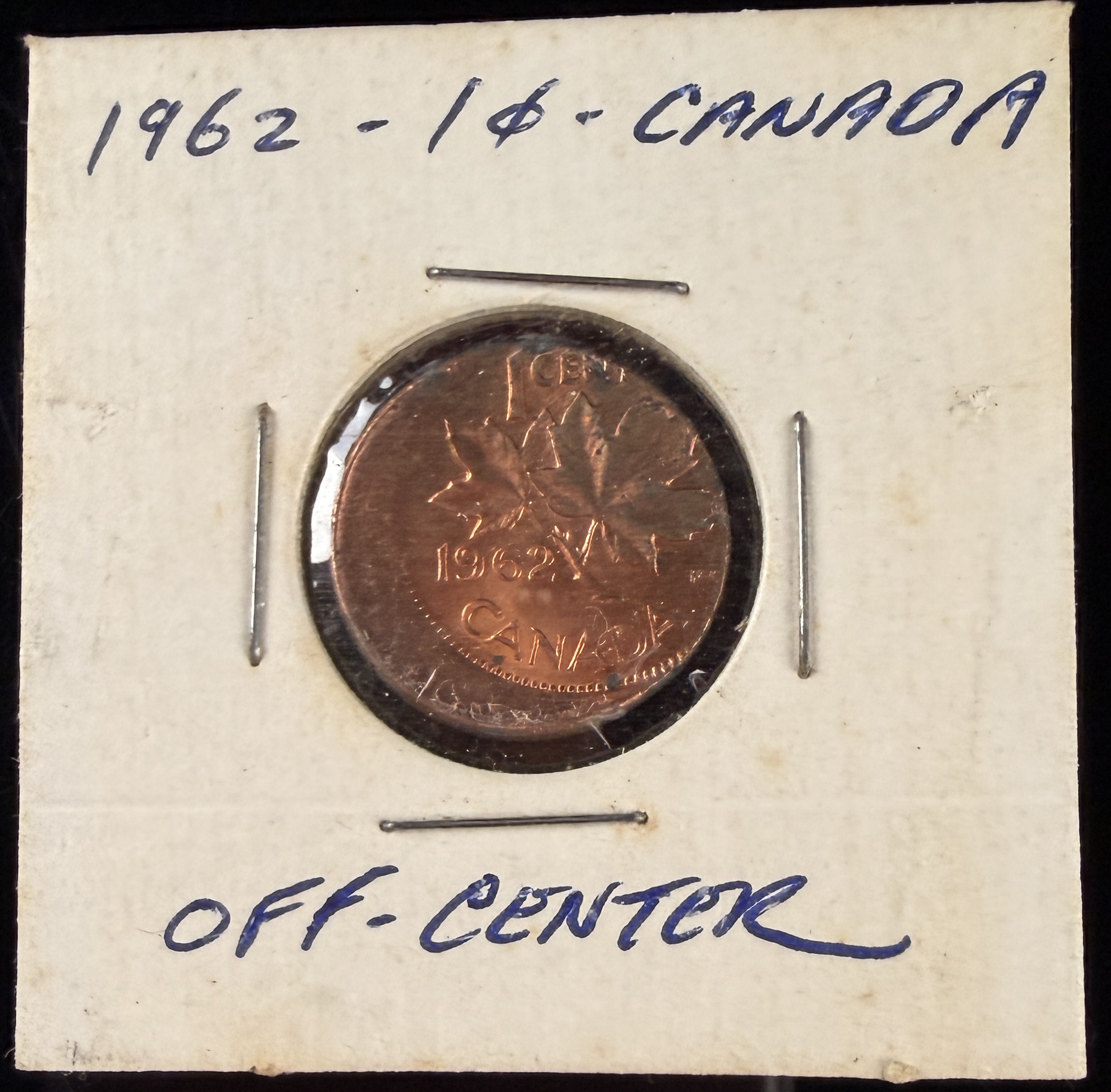 1962 Canada 1 Cent Off-Center Strike Error Coin