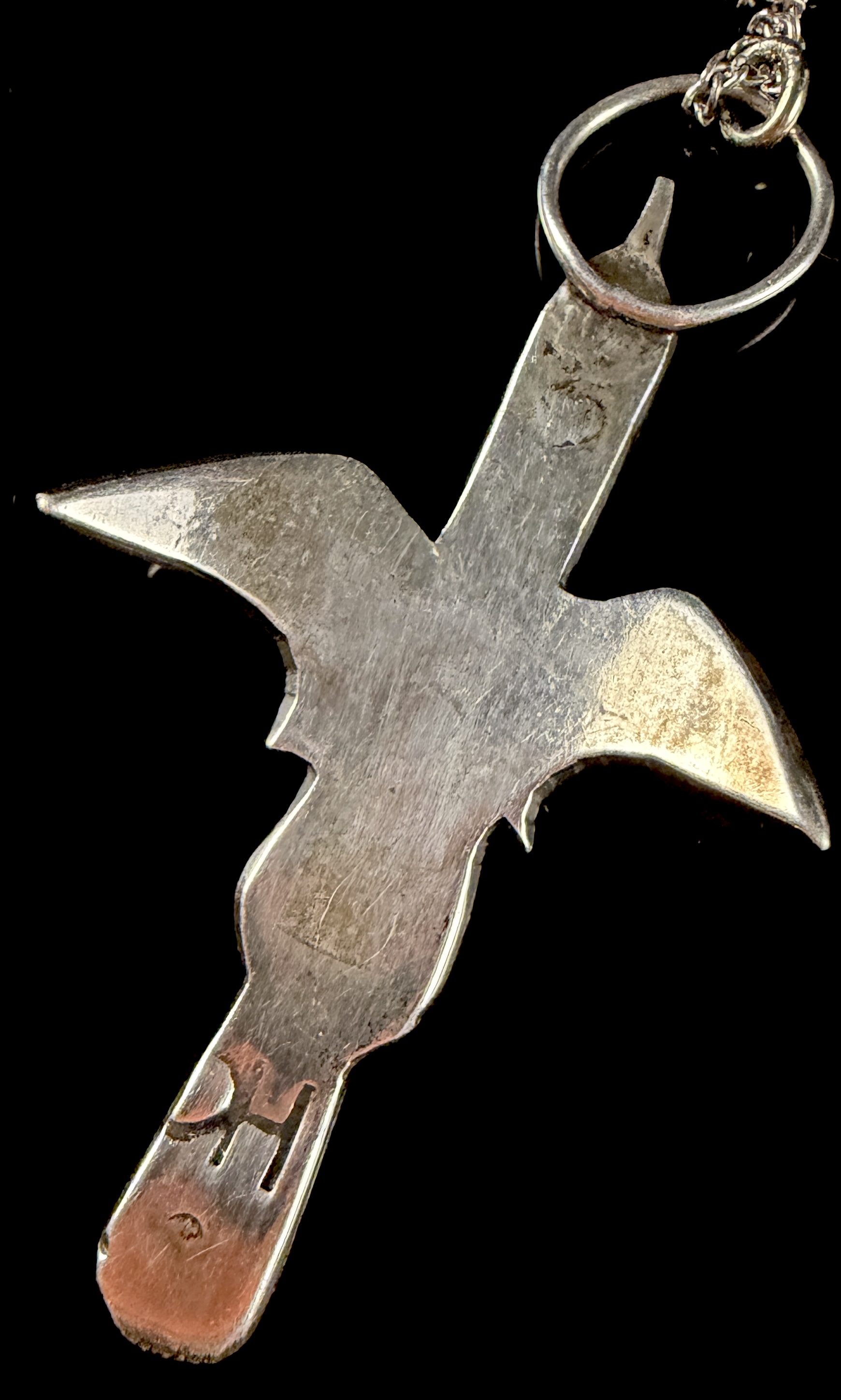 Navajo Sterling Silver Chip Inlay Waterbird Pendant Necklace