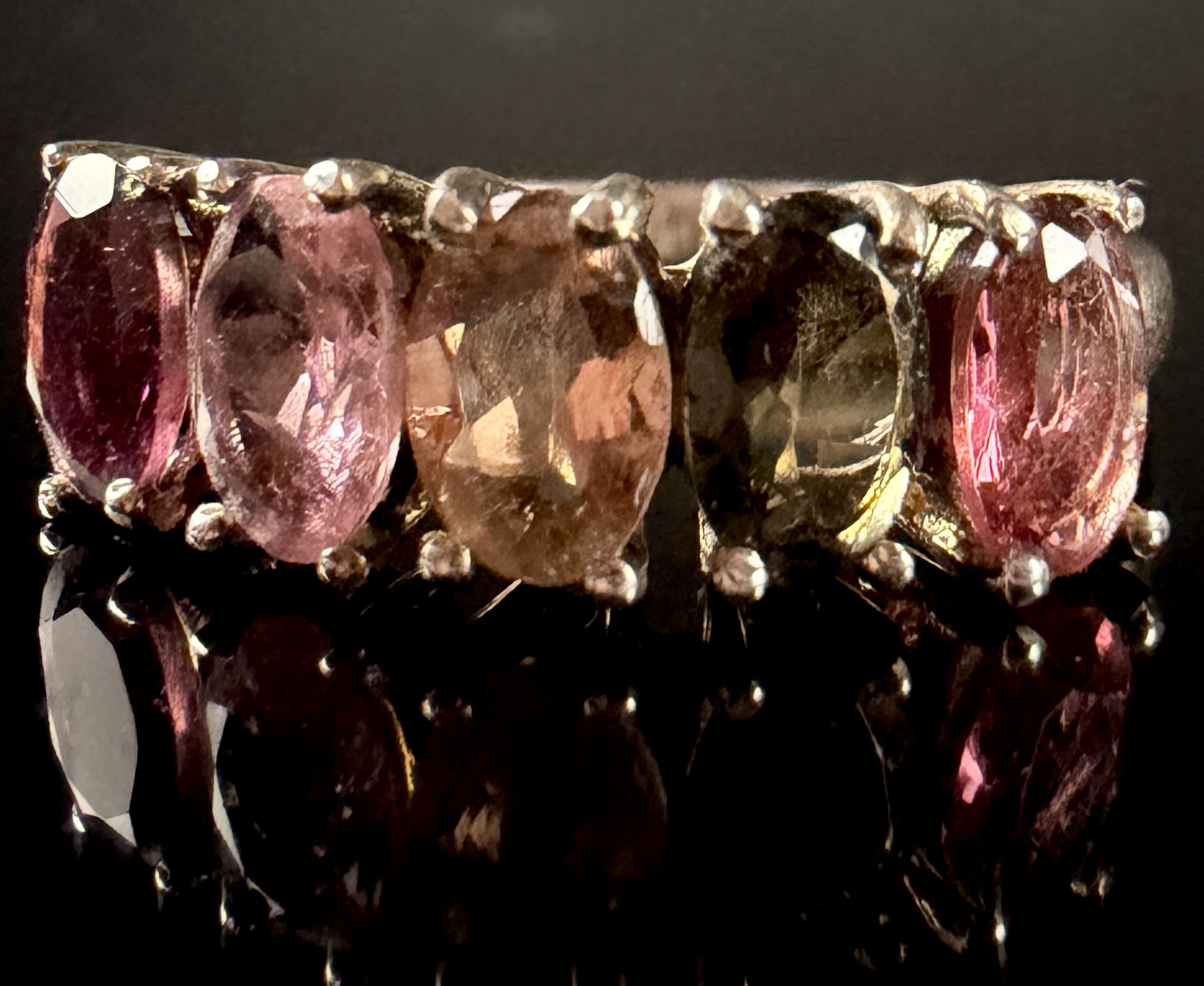 Annabella Sterling Silver and Multi-Color Tourmaline Band Ring