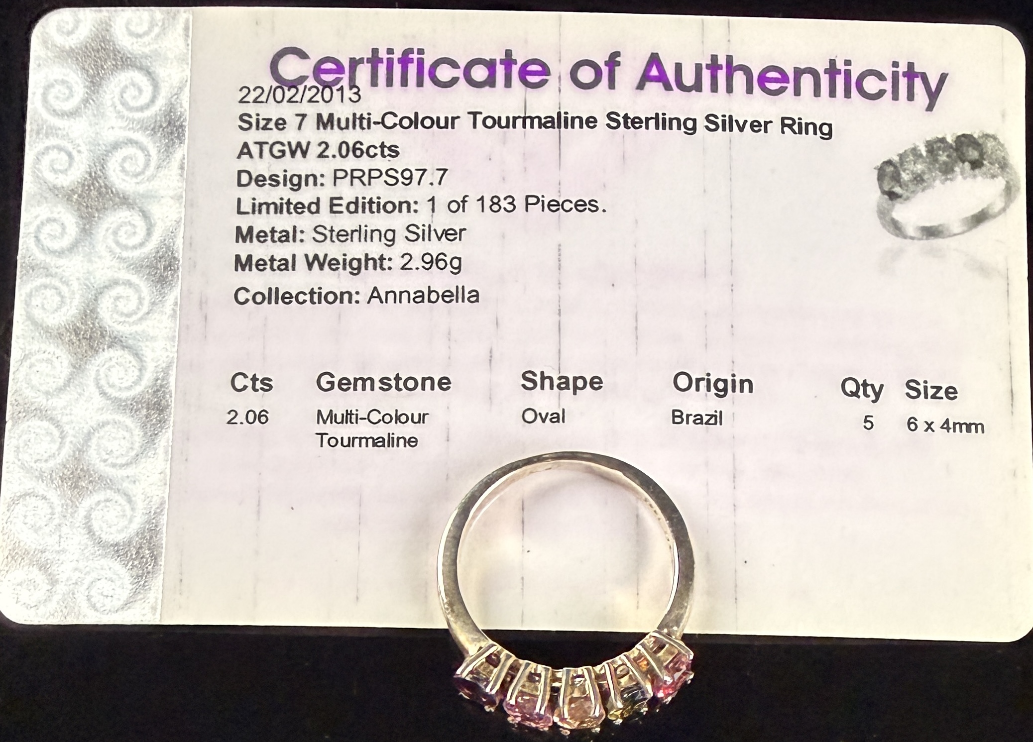 Annabella Sterling Silver and Multi-Color Tourmaline Band Ring