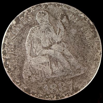 1887 US Seated Liberty Silver Dime. 1887 US Seated Liberty silver dime. This coin is struck in 
