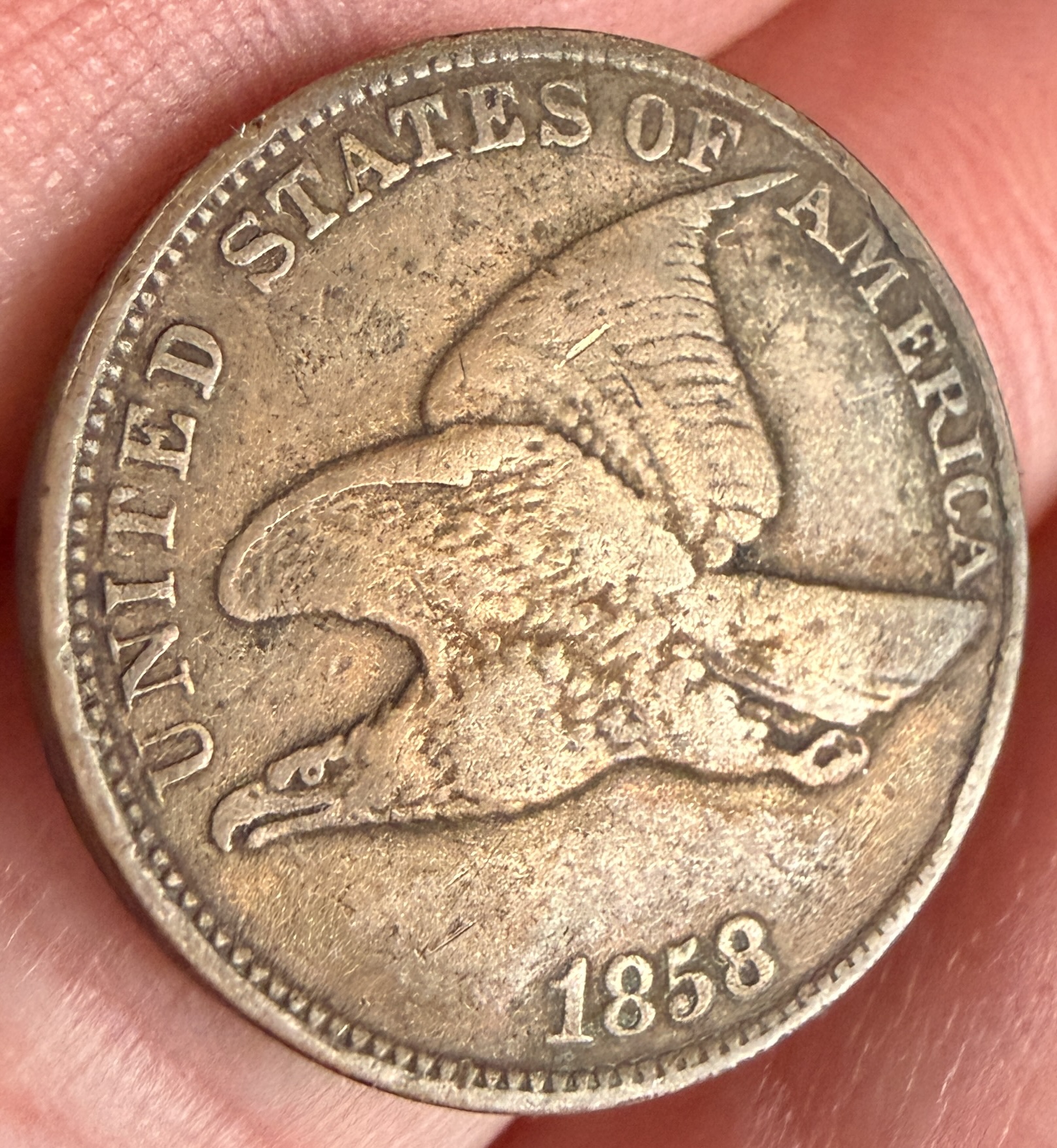 1858 US Flying Eagle Cent, Large Letters Variety