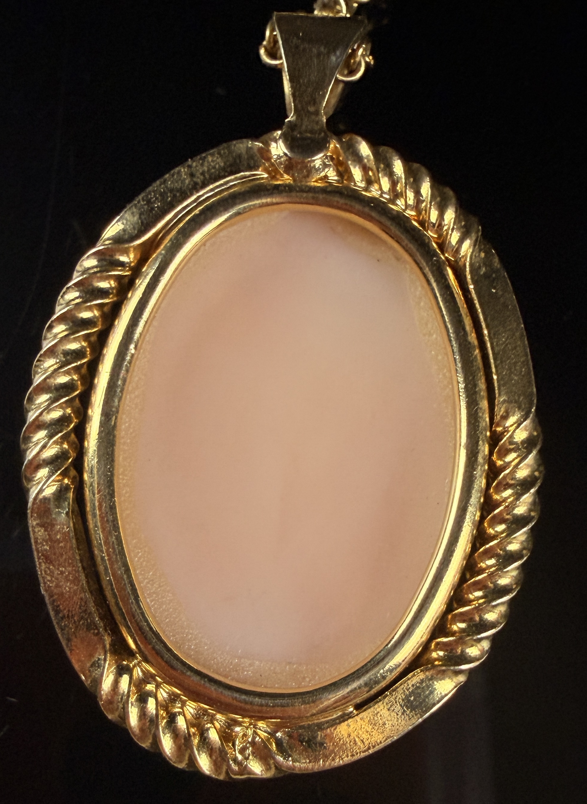 Vintage Gold-Tone and Carved Shell Cameo Pendant Necklace