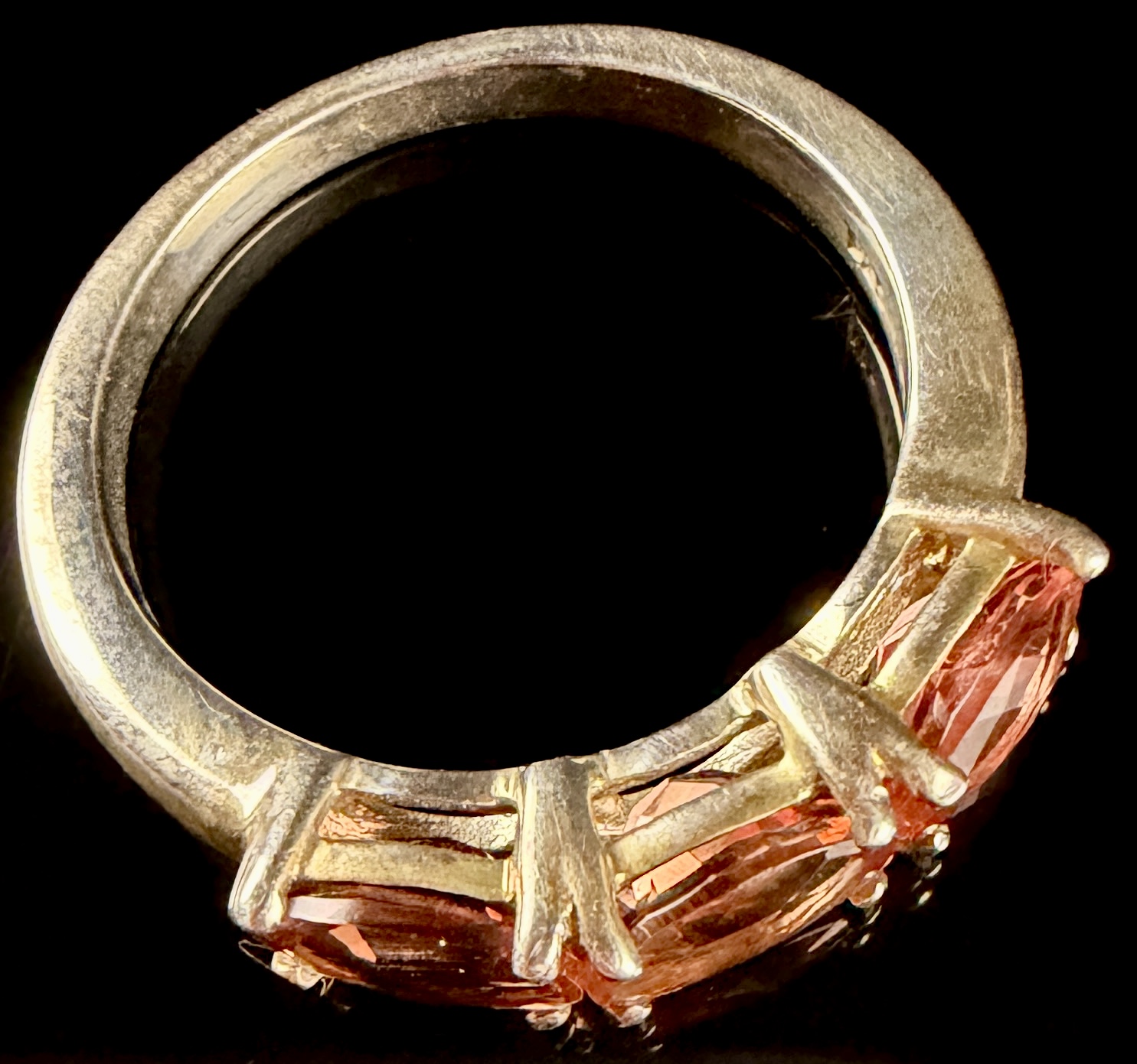 Three-Stone Oval-Cut Color-Shift Garnet Style Sterling Silver Ring