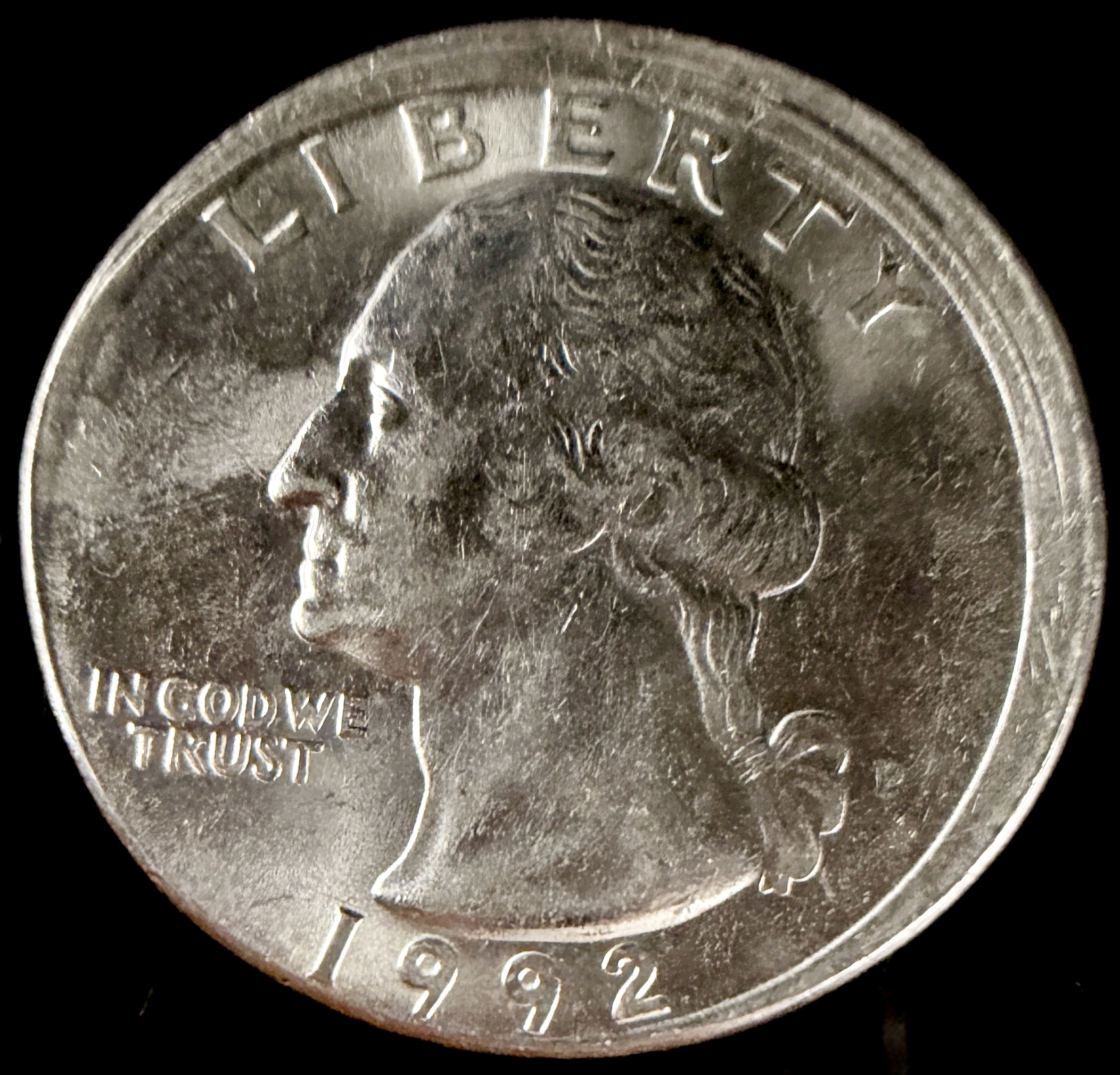 US 1992-P Washington Quarter Dollar Error Coin Double Struck