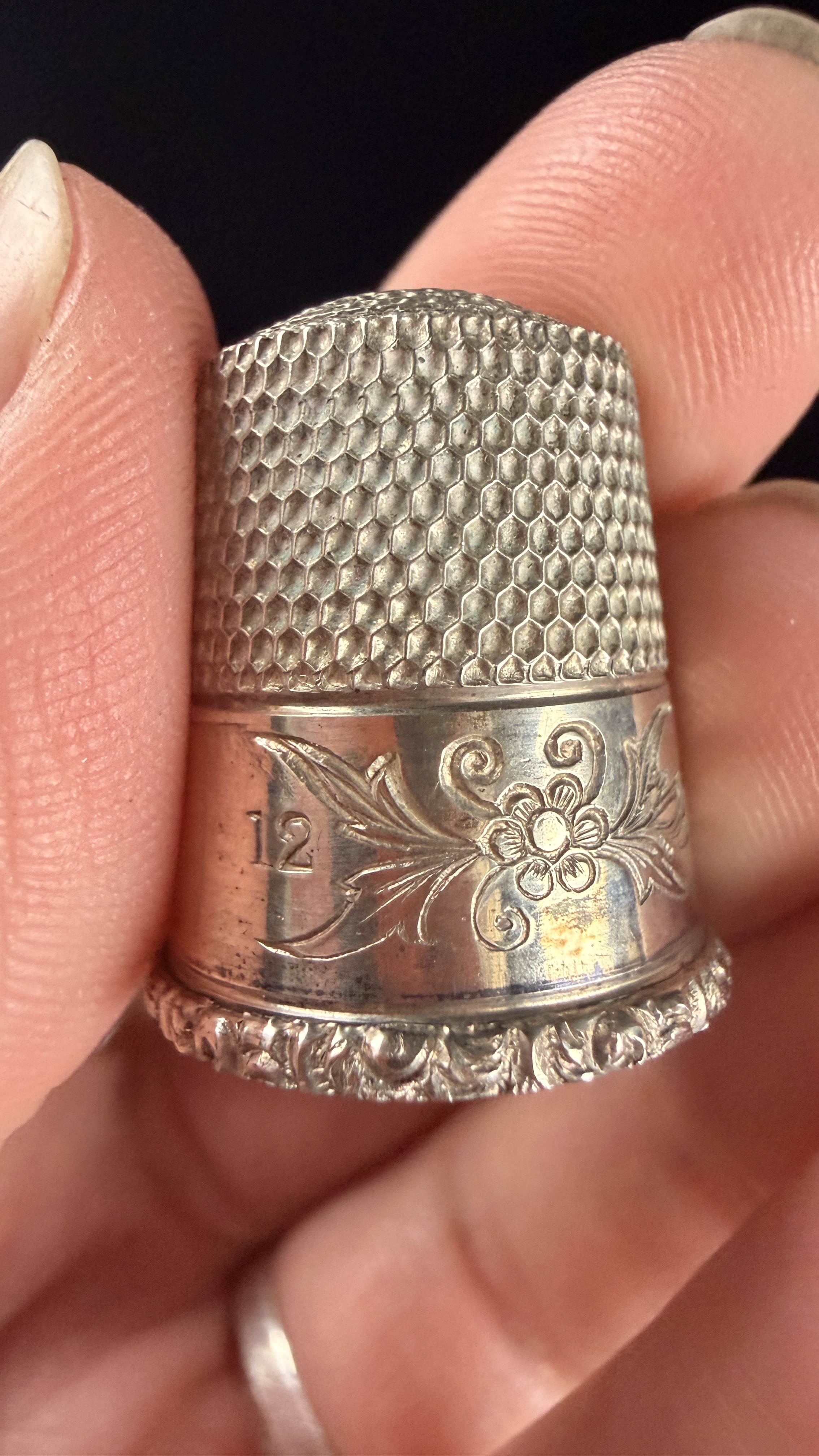 A Collection of Five Antique and Vintage Sterling Silver Thimbles