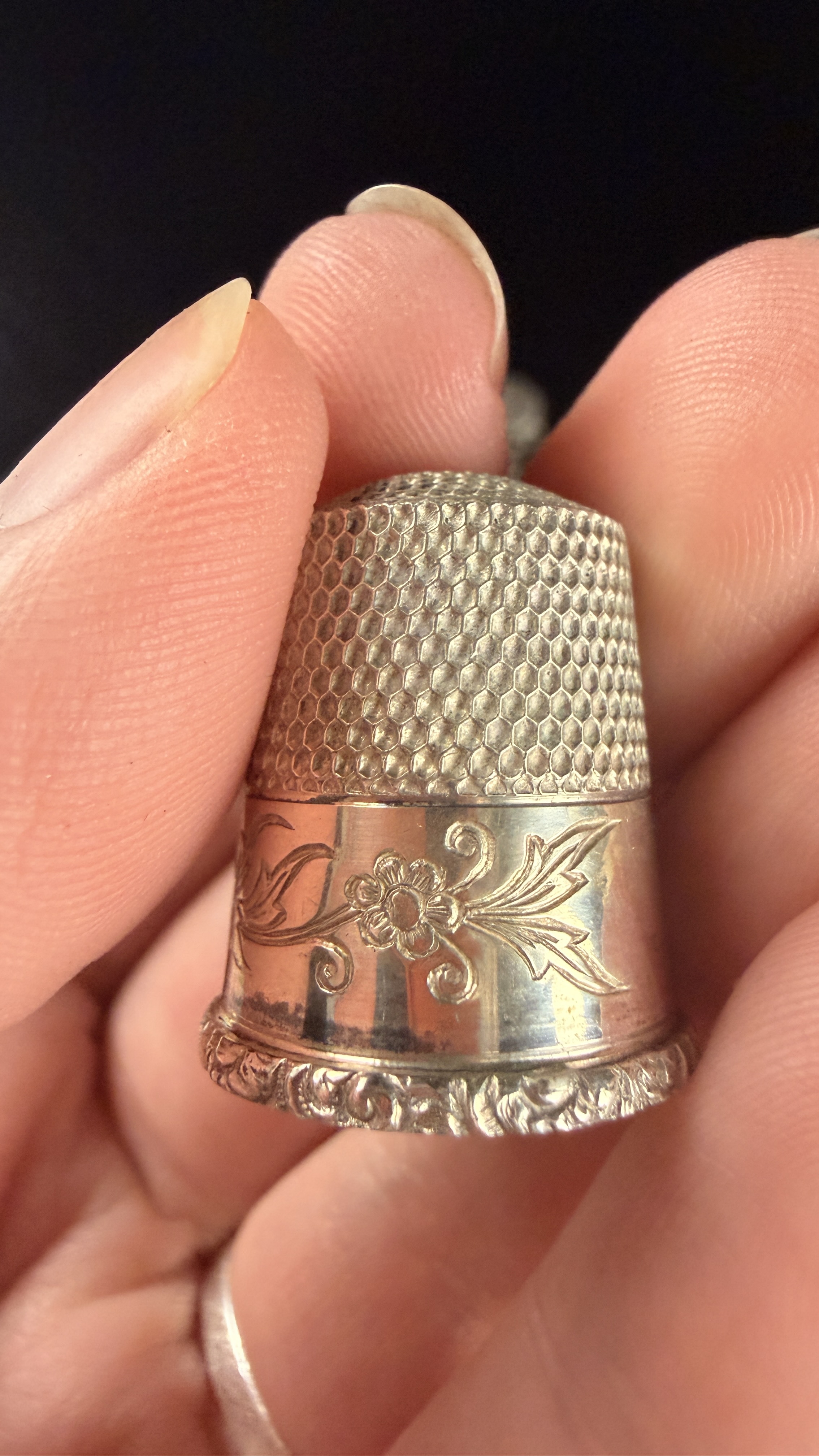 A Collection of Five Antique and Vintage Sterling Silver Thimbles