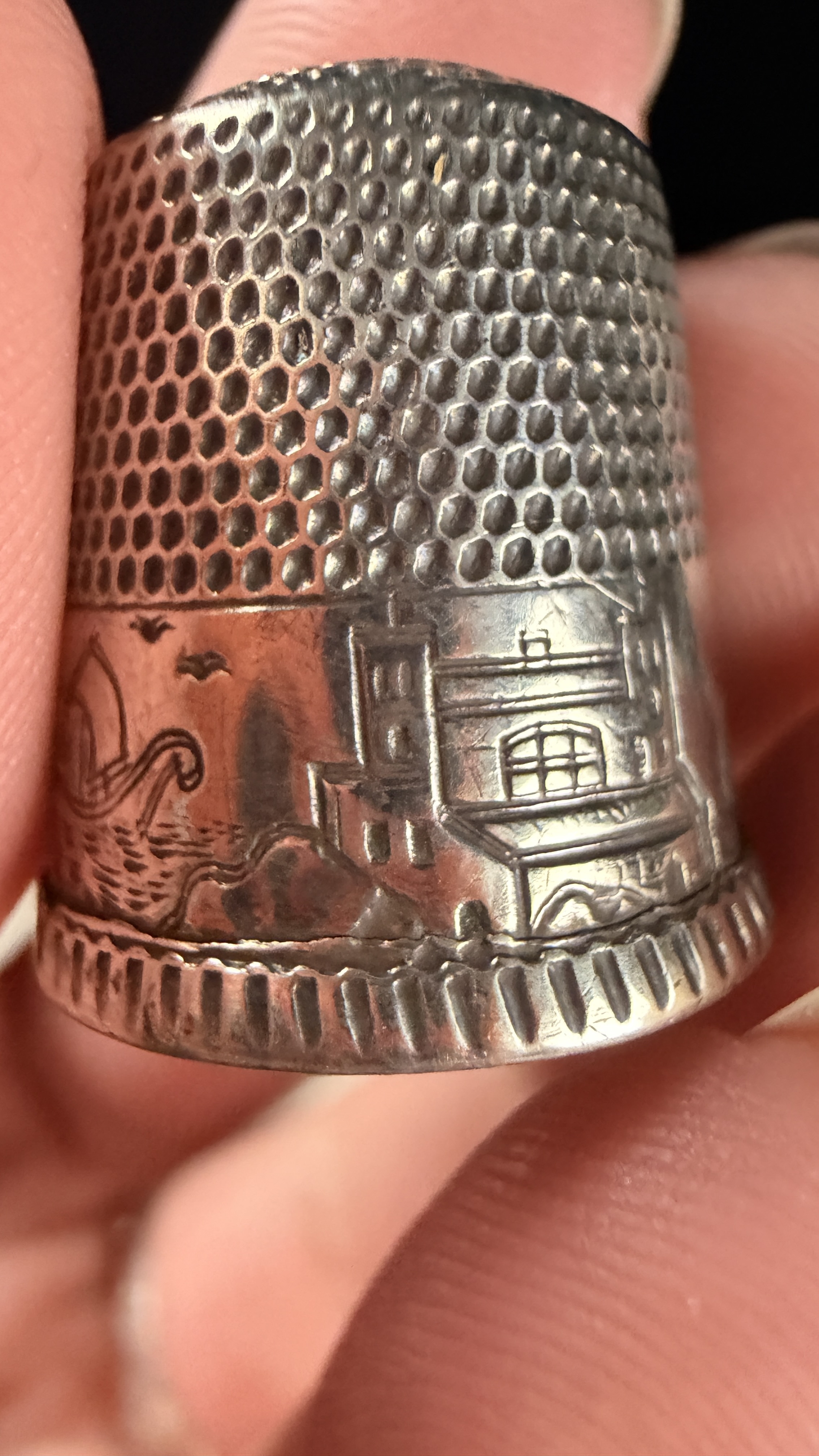 A Collection of Five Antique and Vintage Sterling Silver Thimbles