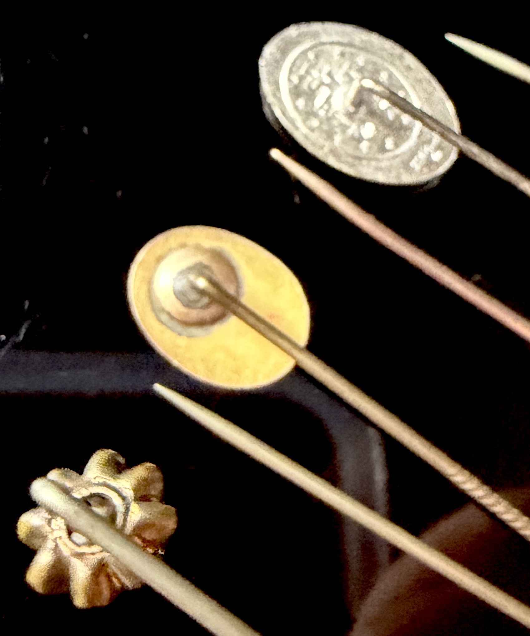 A Collection of Six Antique and Victorian Sterling Silver and Gold-Tone Metal Stick Pins