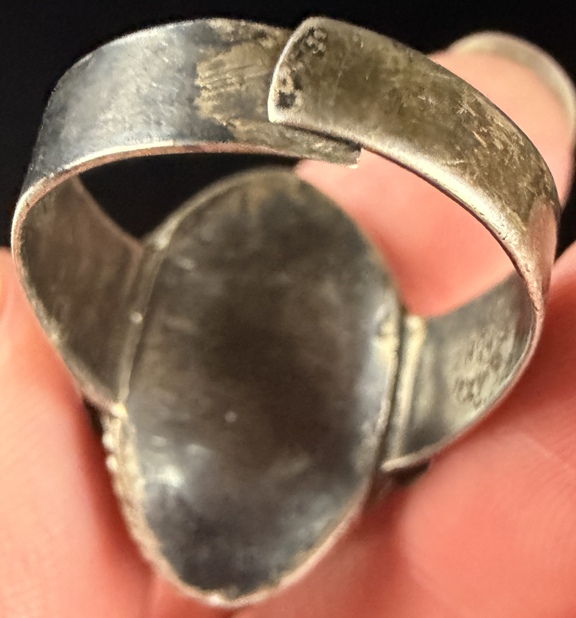 Vintage Taxco Mexican Sterling Silver and Tiger's Eye Poison Ring, AEH