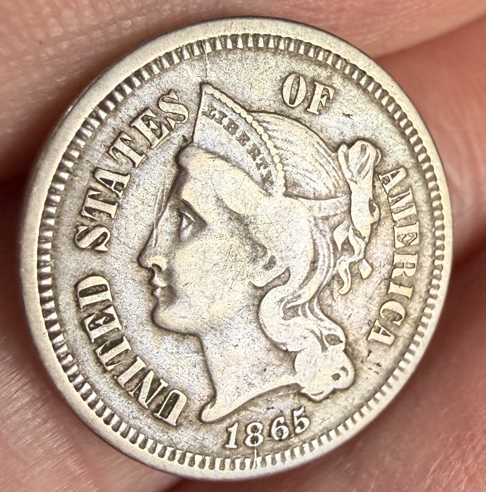 1865 US Three Cent Nickel