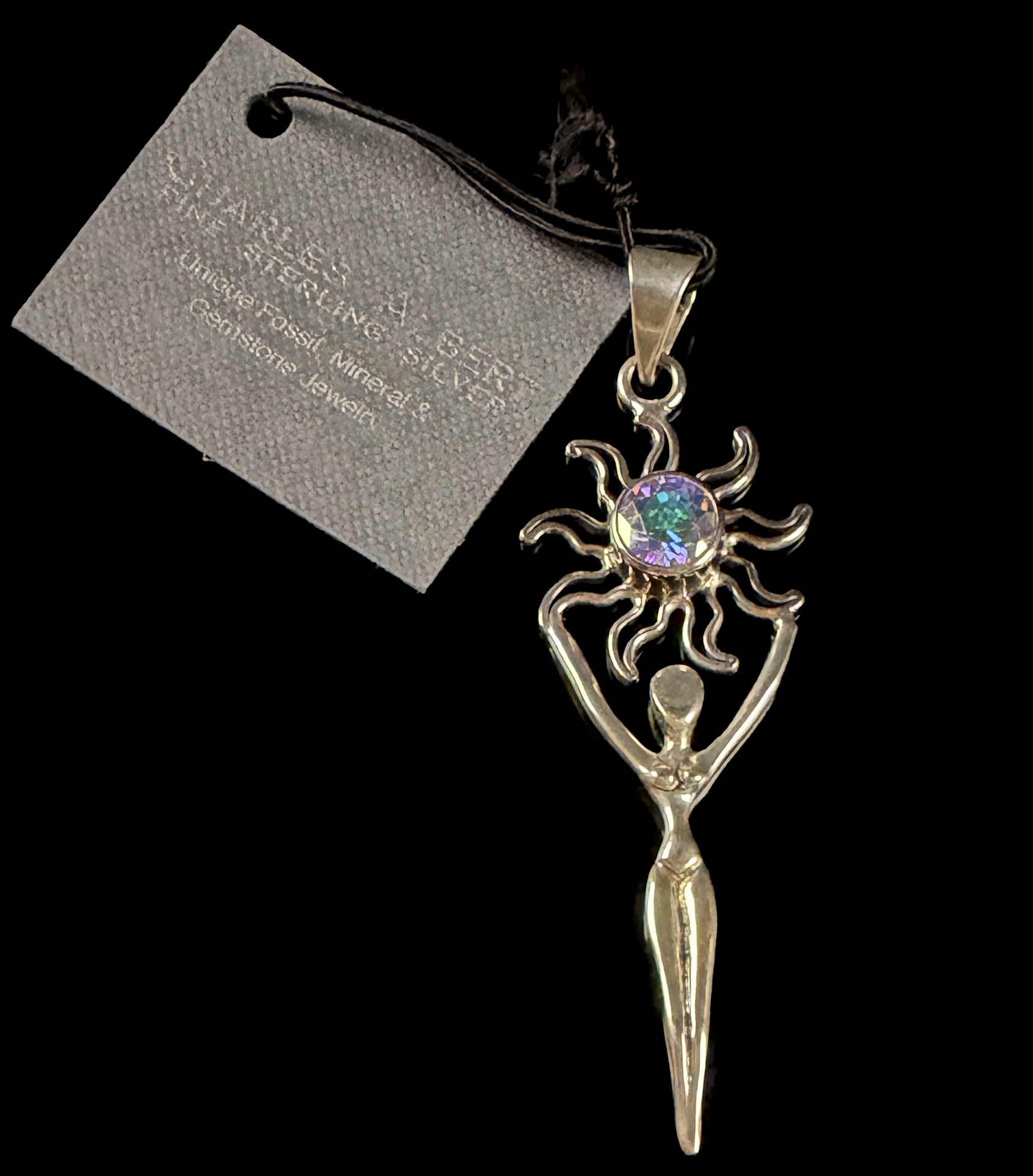 Charles Albert Sterling Silver Sun Goddess Pendant with Mystic Topaz