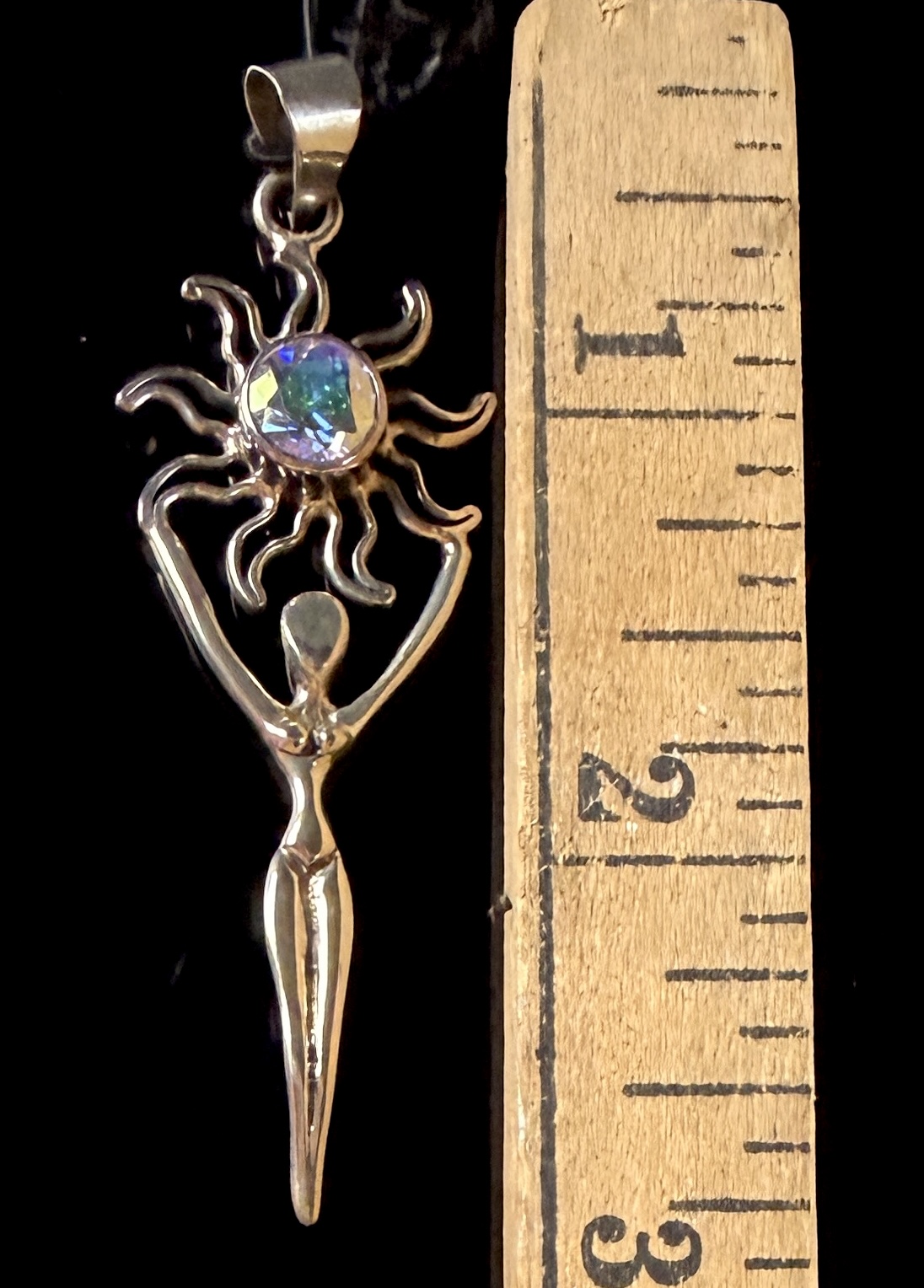 Charles Albert Sterling Silver Sun Goddess Pendant with Mystic Topaz