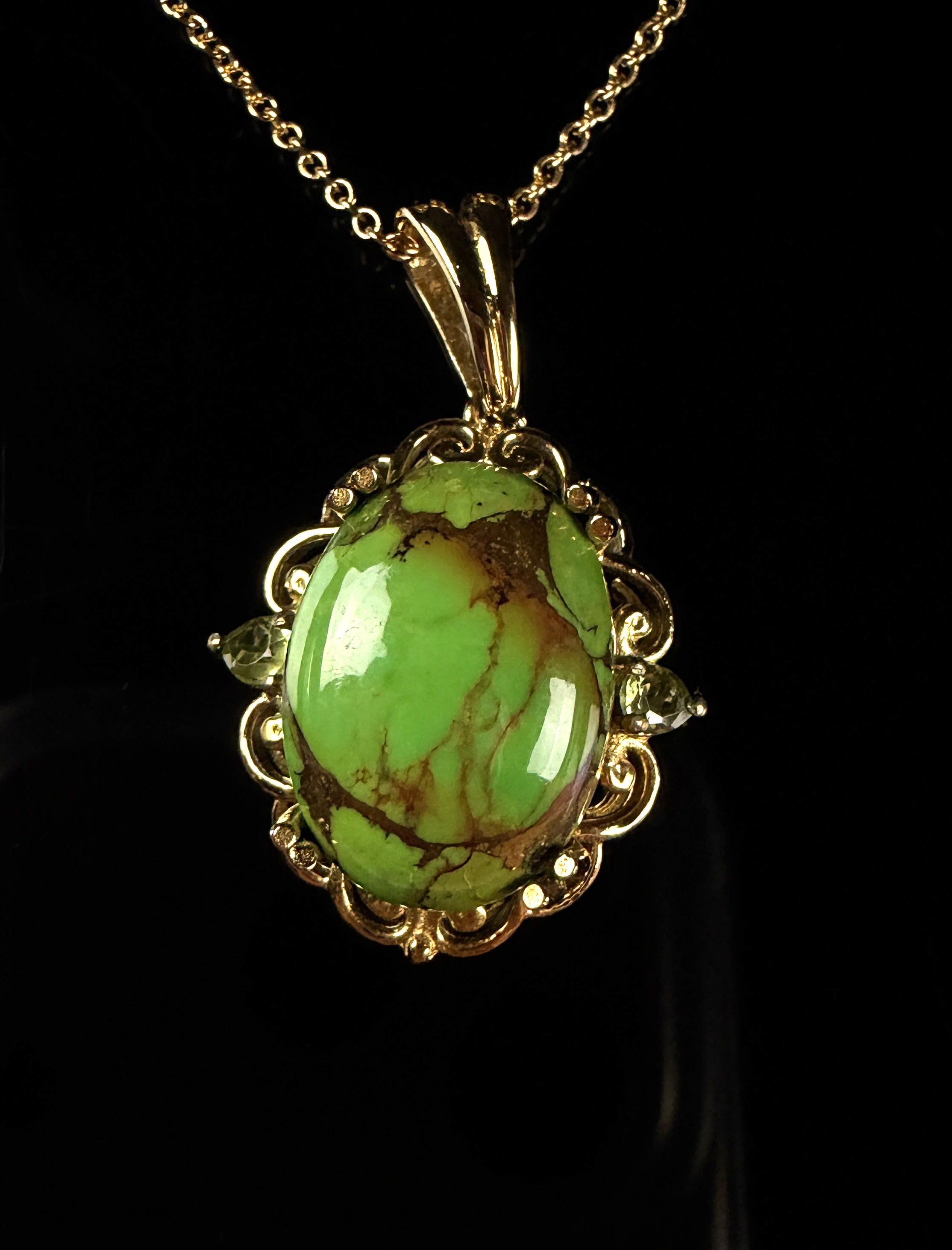 A Karis Gold-Toned Sterling Silver and Green Turquoise Jewelry Set