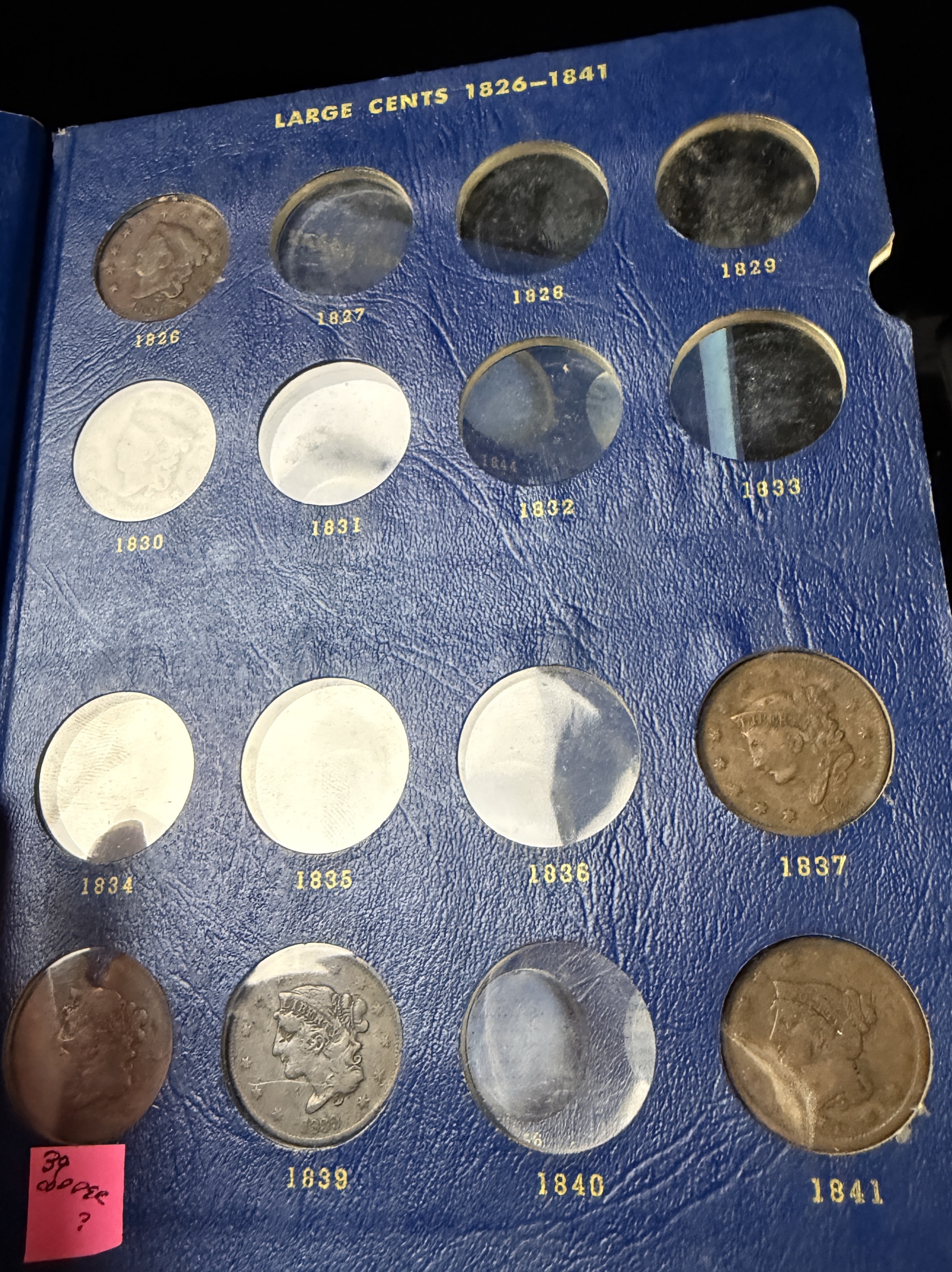 US 1793-1857 Large Cent Collection, Copper, Whitman Album 9401