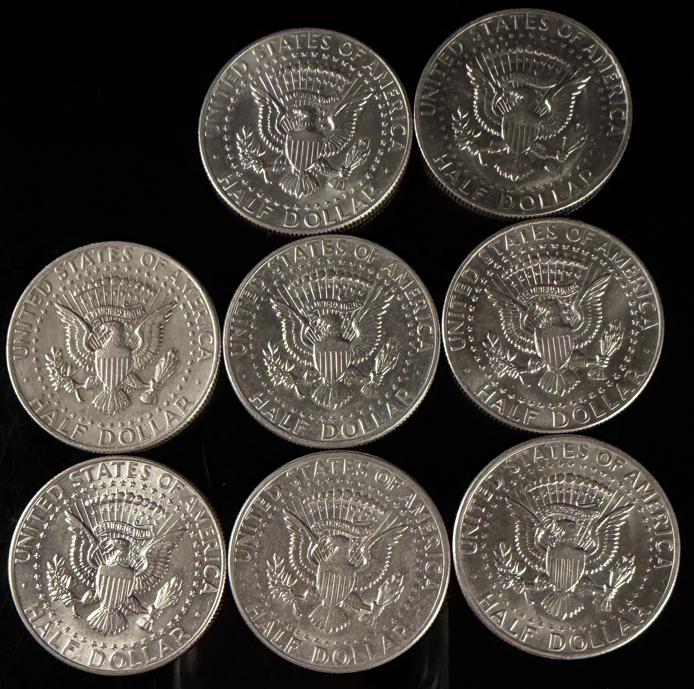 A Collection of US Kennedy Half Dollar Coins, 1971-1990