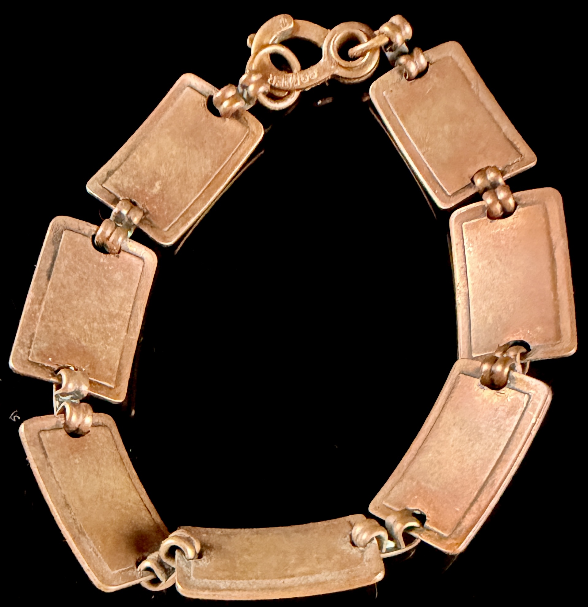 Vintage Southwestern Copper Panel Link Bracelet with Howling Coyote Motif