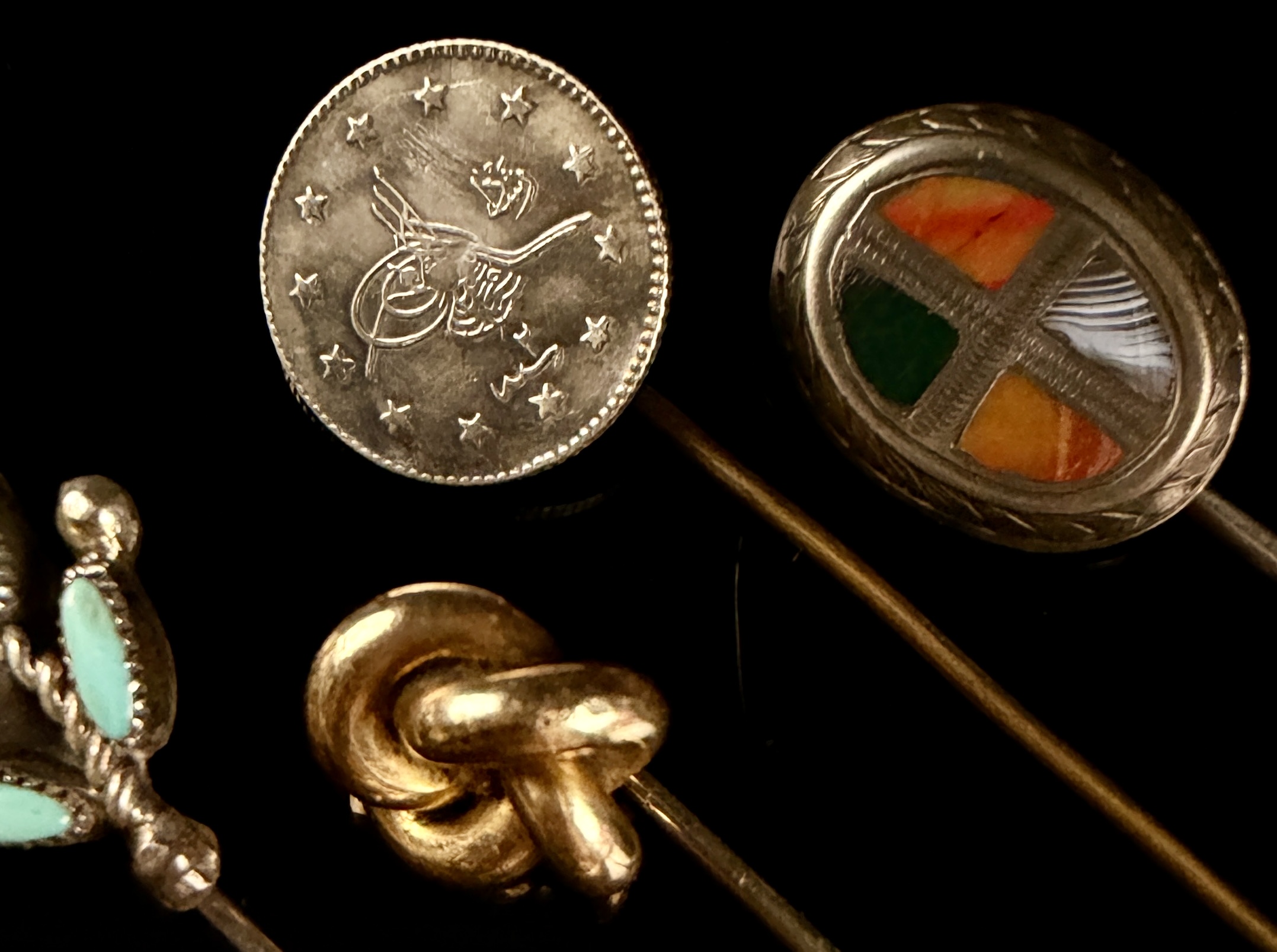 A Collection of Six Vintage and Antique Stick Pins