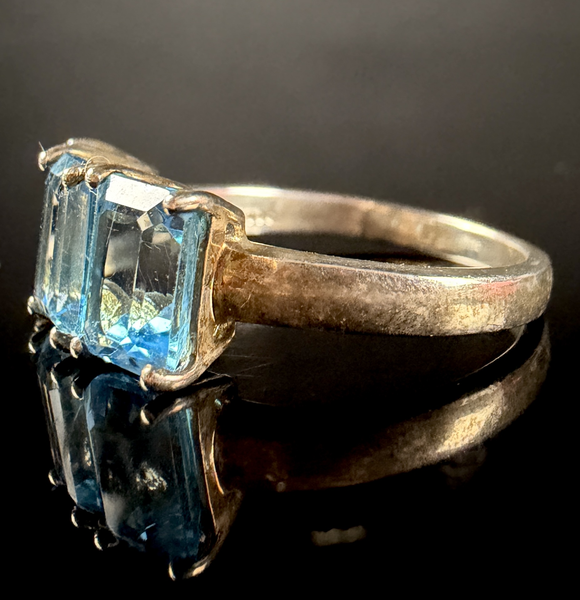 Three-Stone Swiss Blue Topaz Sterling Silver Ring Annabella Collection