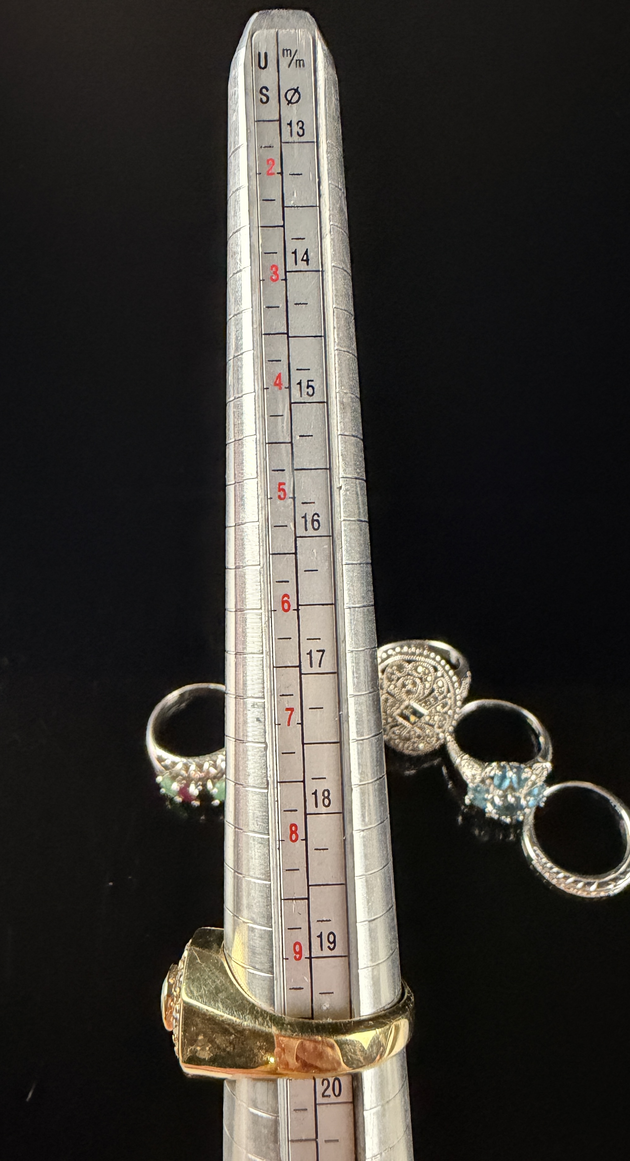 A Collection of Six Sterling Silver and Gemstone Rings