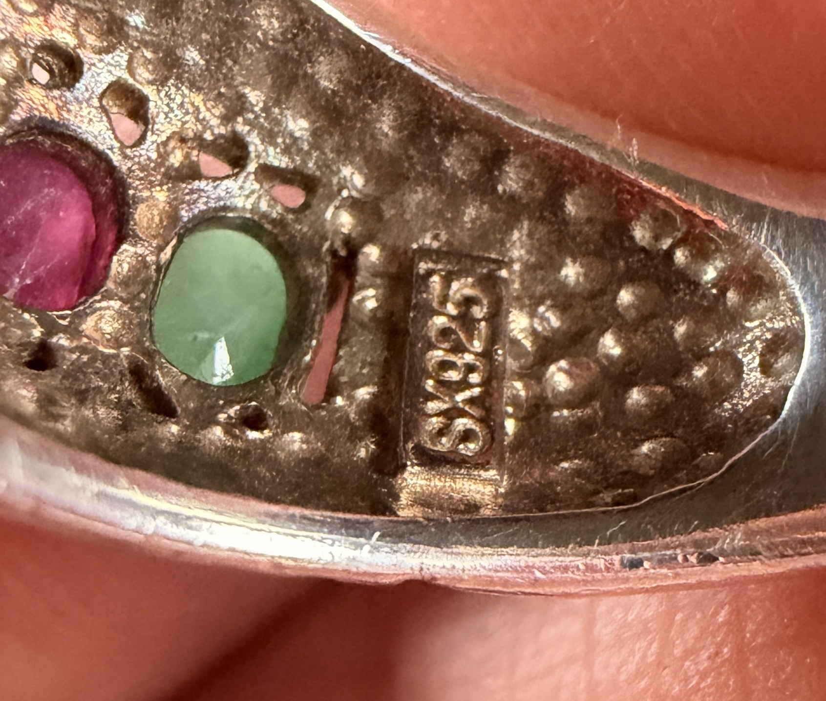 A Collection of Six Sterling Silver and Gemstone Rings