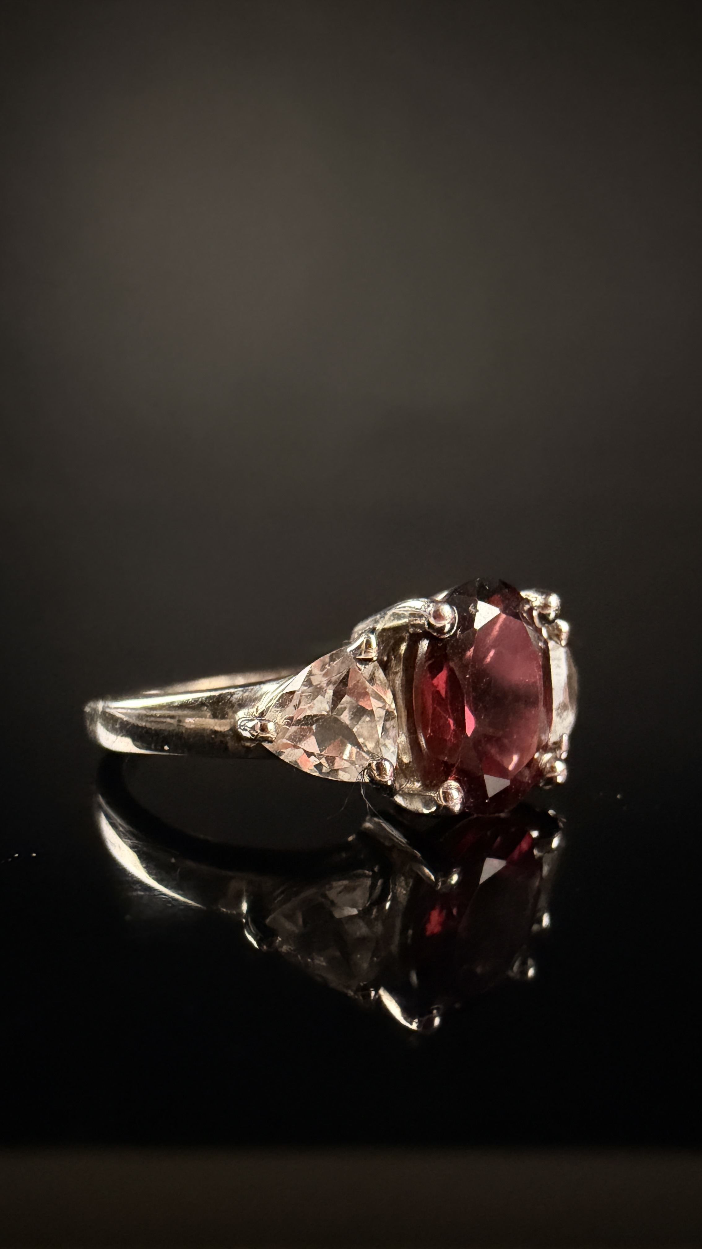 Annabella Limited Edition Malkangiri Garnet and Cullinan Topaz Sterling Silver Three-Stone Ring