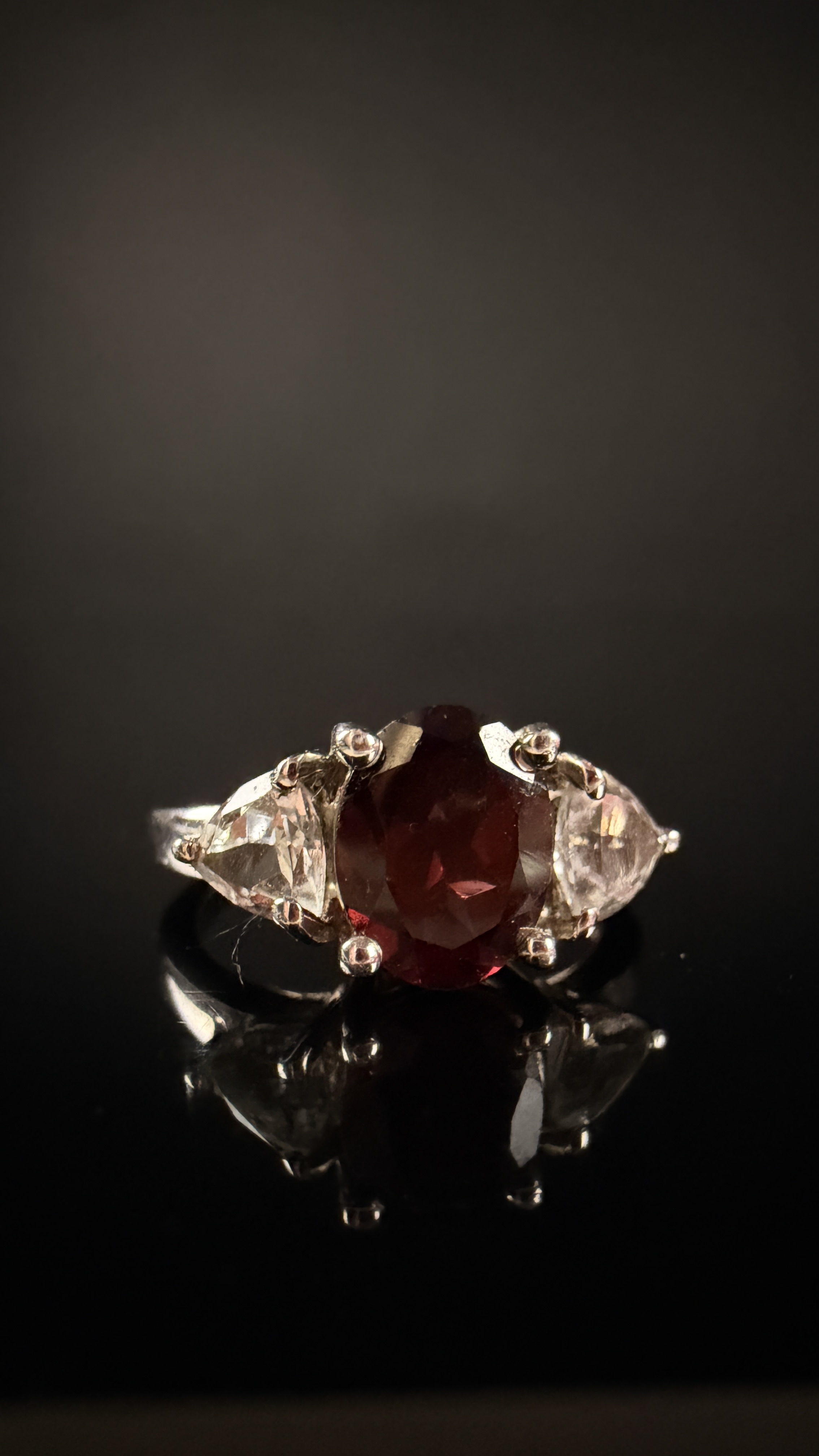 Annabella Limited Edition Malkangiri Garnet and Cullinan Topaz Sterling Silver Three-Stone Ring
