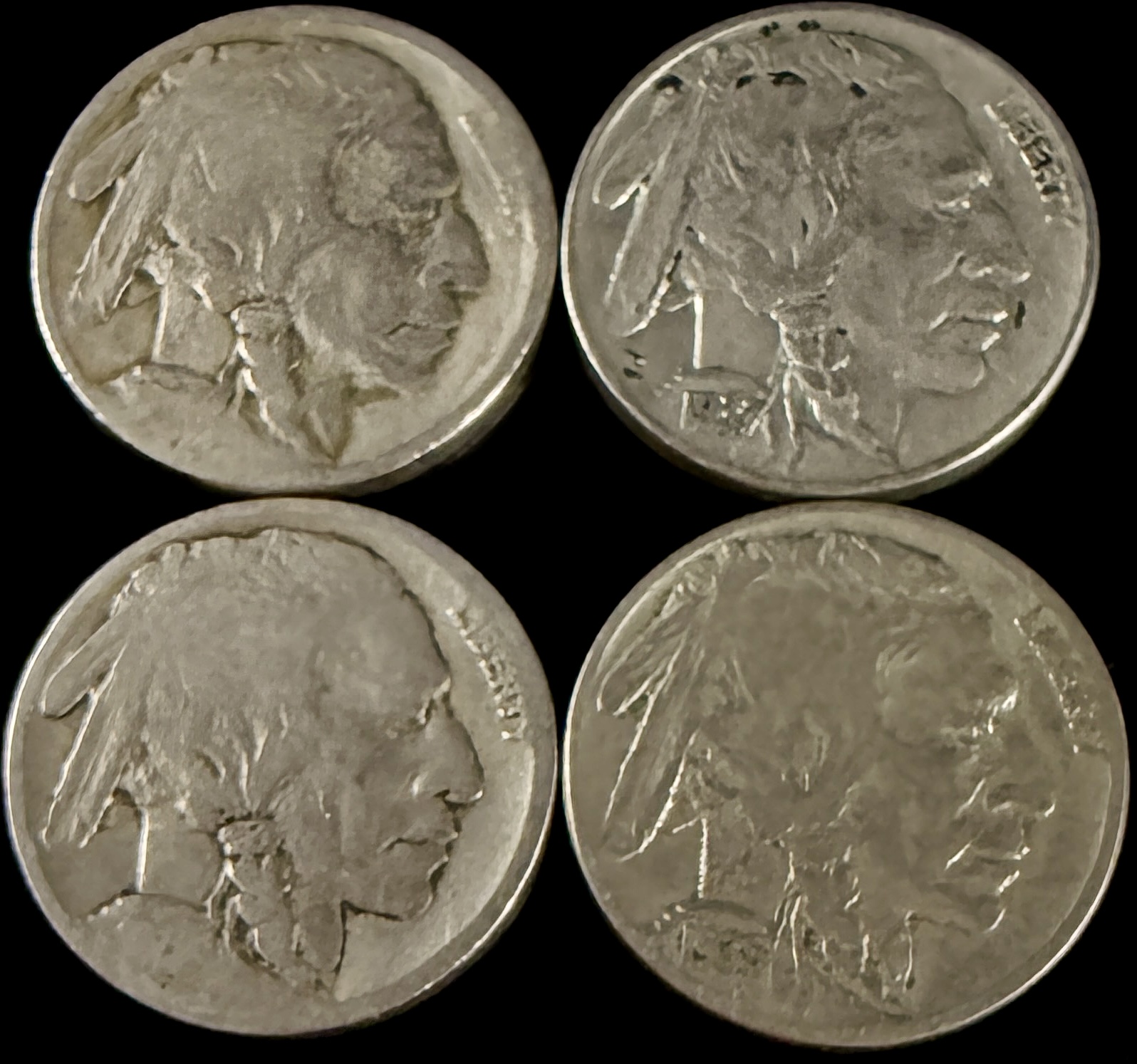 A Collection of US Buffalo Five-Cent Coins