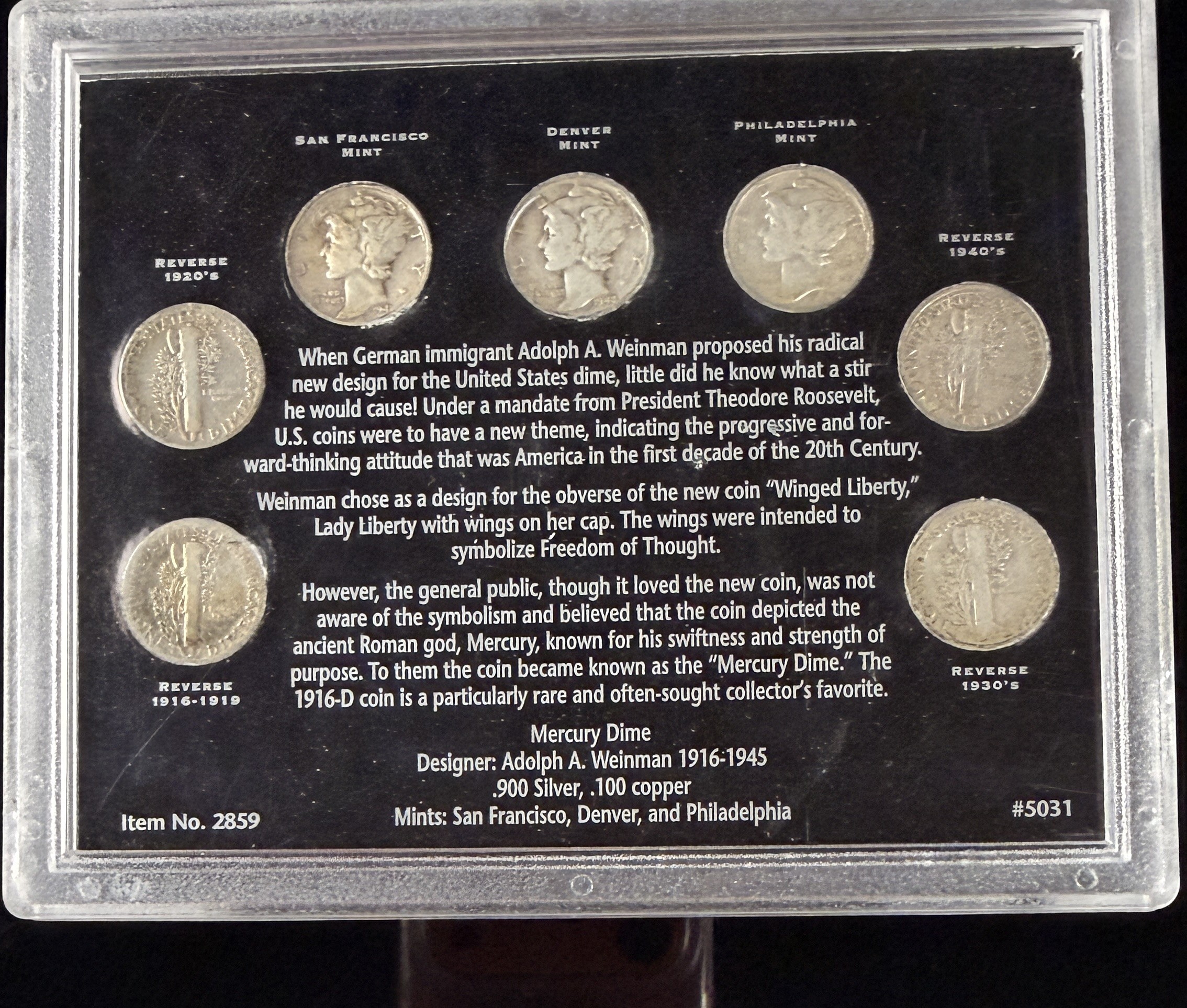 US 1916-1945 Mercury Dime Set, .900 Silver
