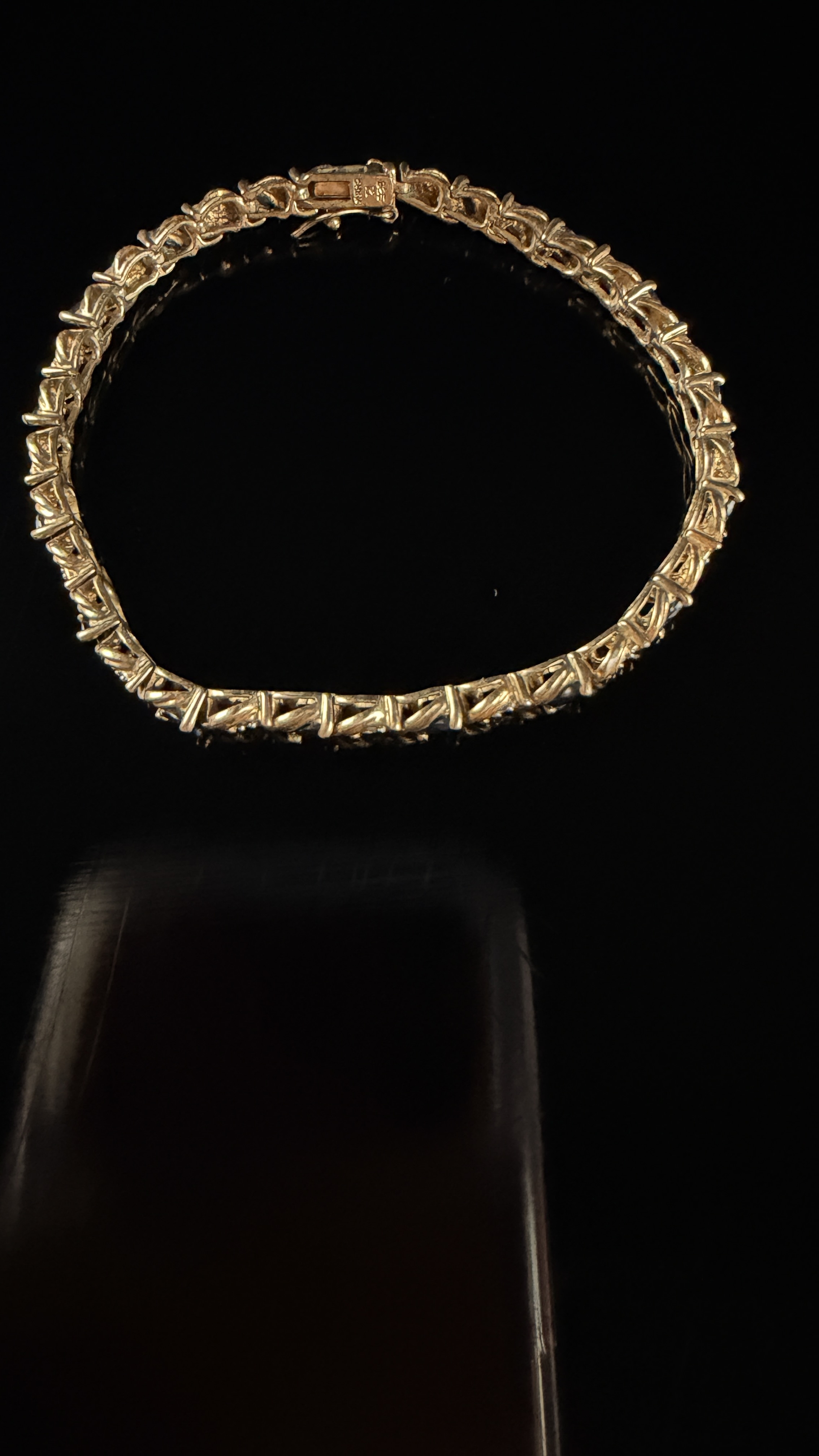 Sterling Silver Gold-Plated Blue Gemstone and Diamond Accent Tennis Bracelet
