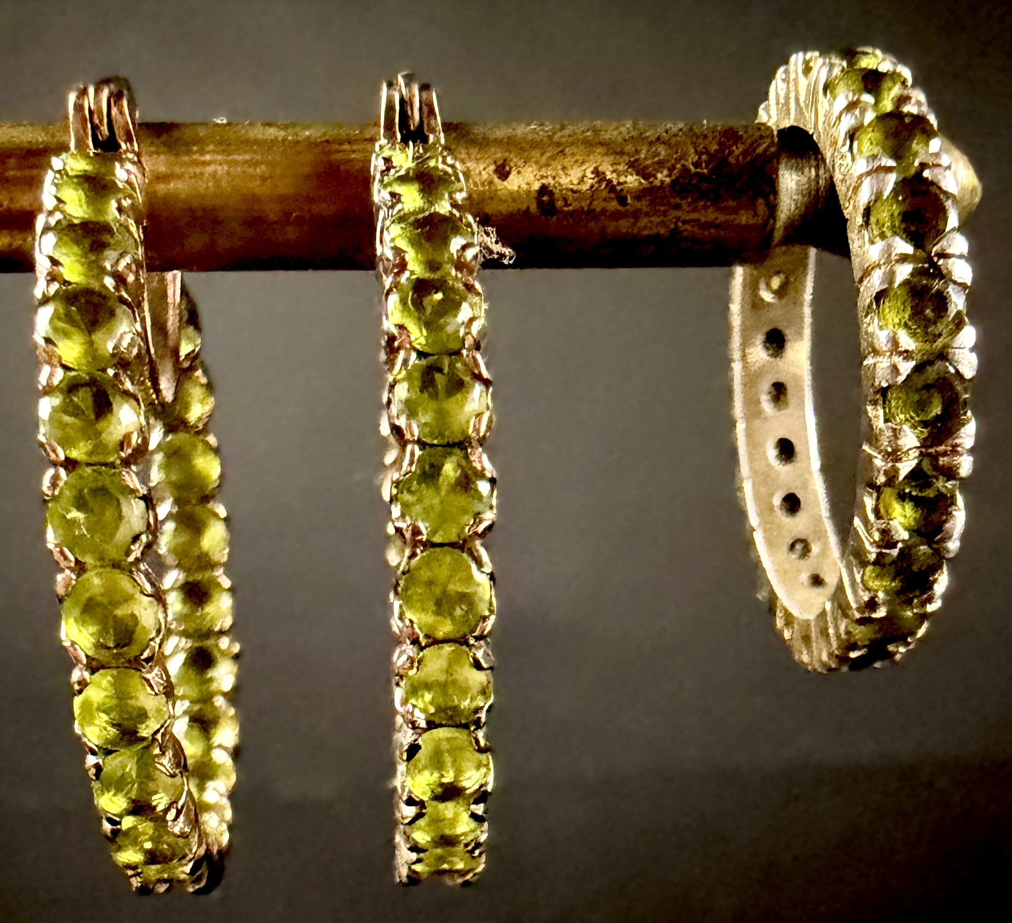 A Trio of Gilt Sterling Silver and Peridot Eternity-Style Jewelry