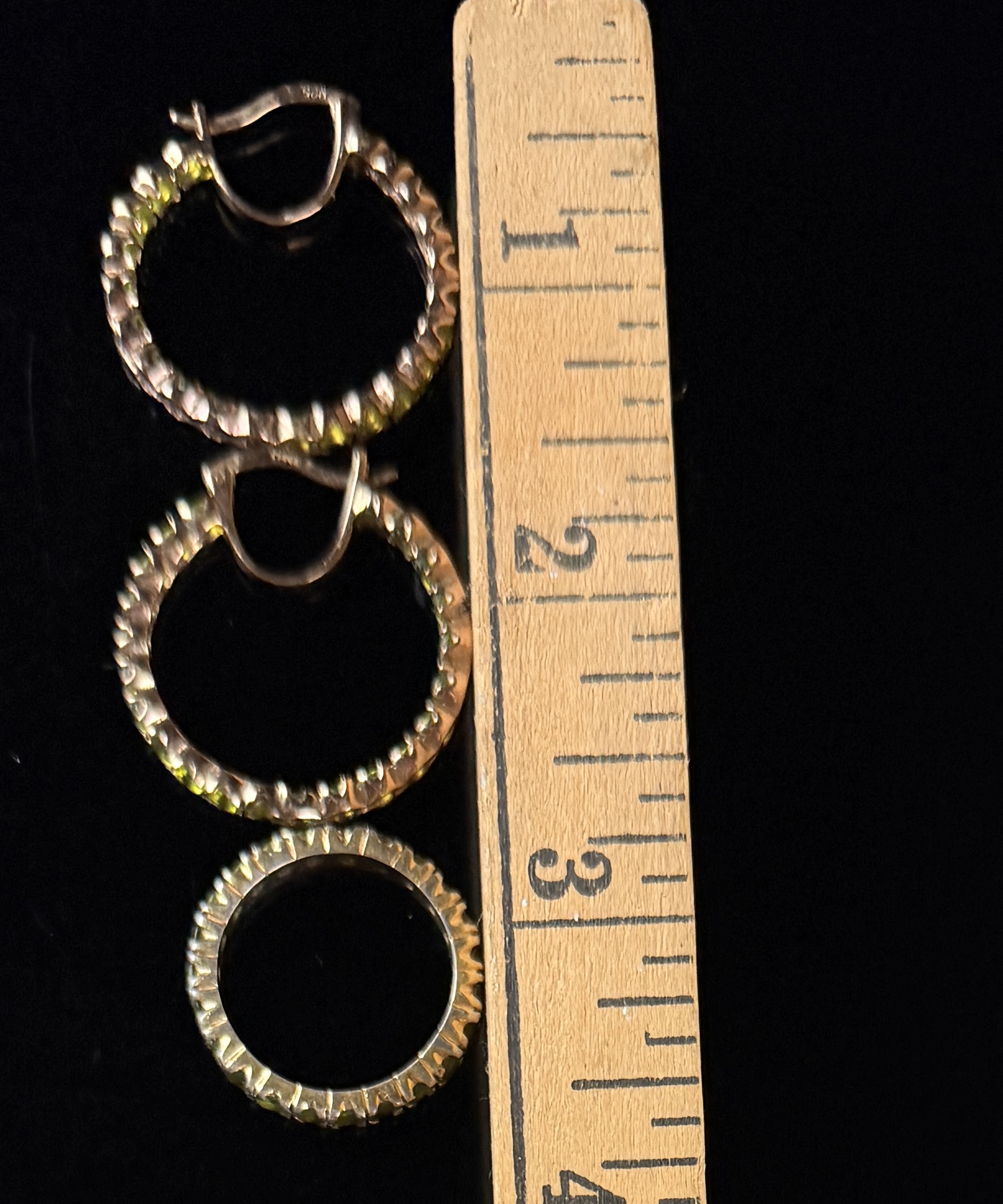 A Trio of Gilt Sterling Silver and Peridot Eternity-Style Jewelry