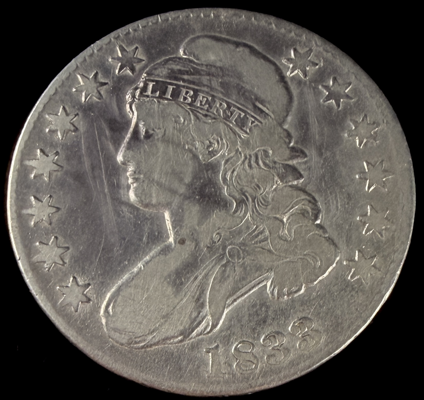 US 1833 Capped Bust Silver Half Dollar