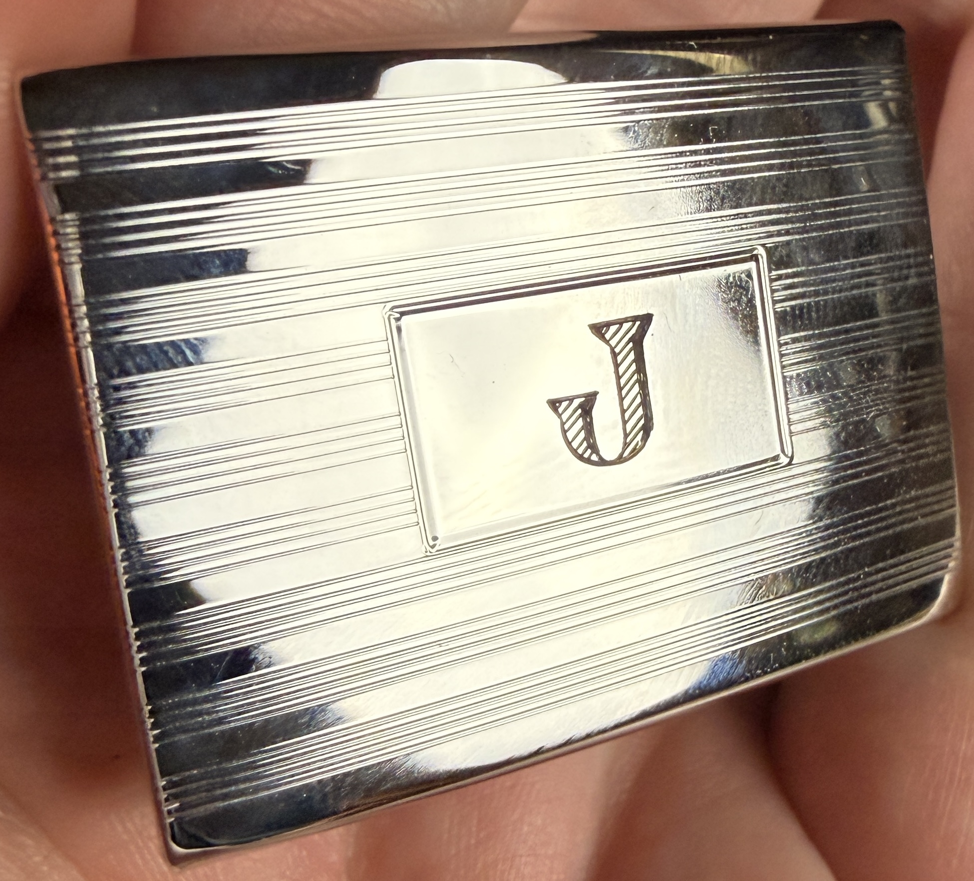 Vintage Simmons Sterling Silver Engine-Turned Monogrammed Belt Buckle