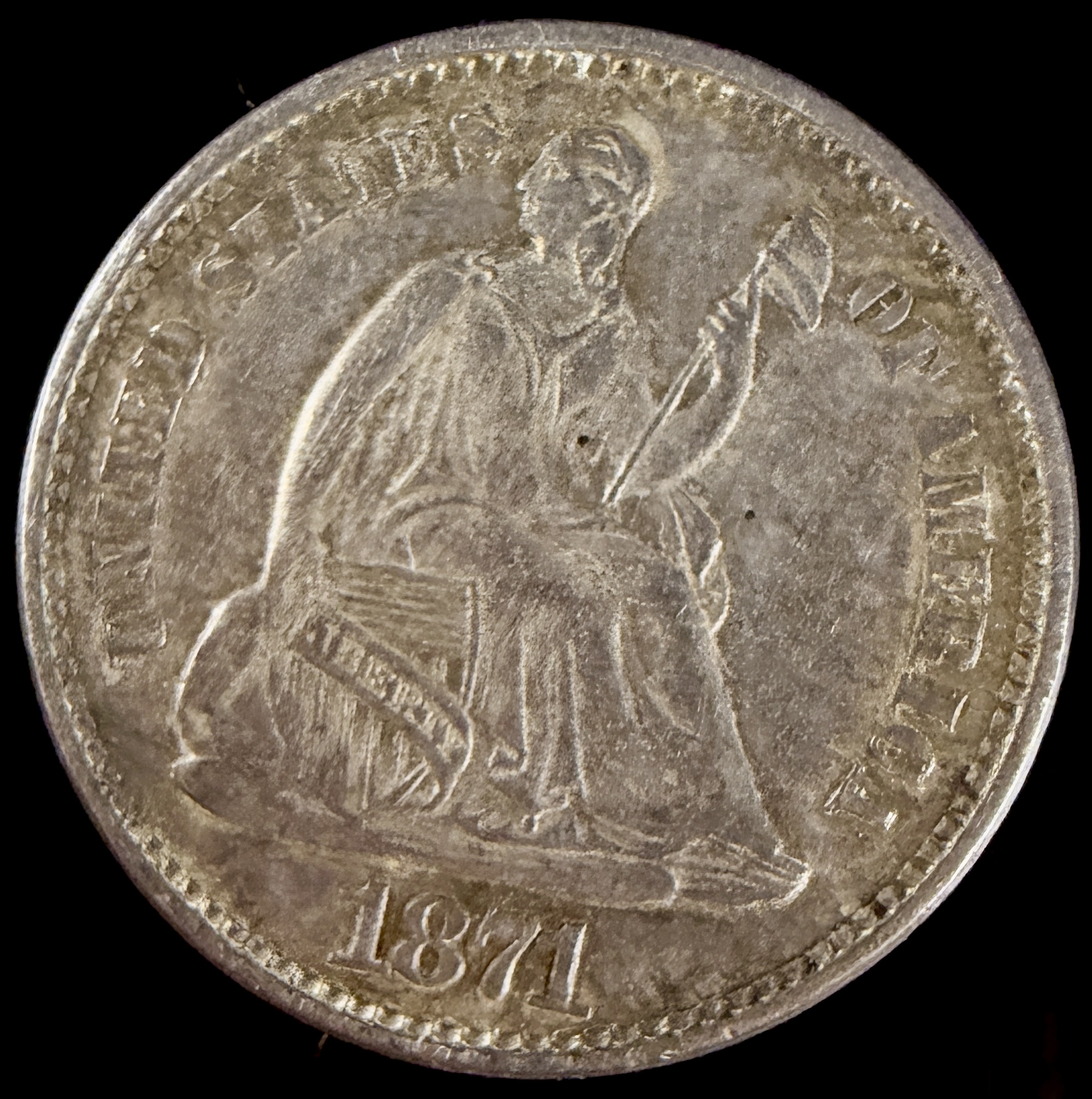 1871 US Seated Liberty Silver Half Dime