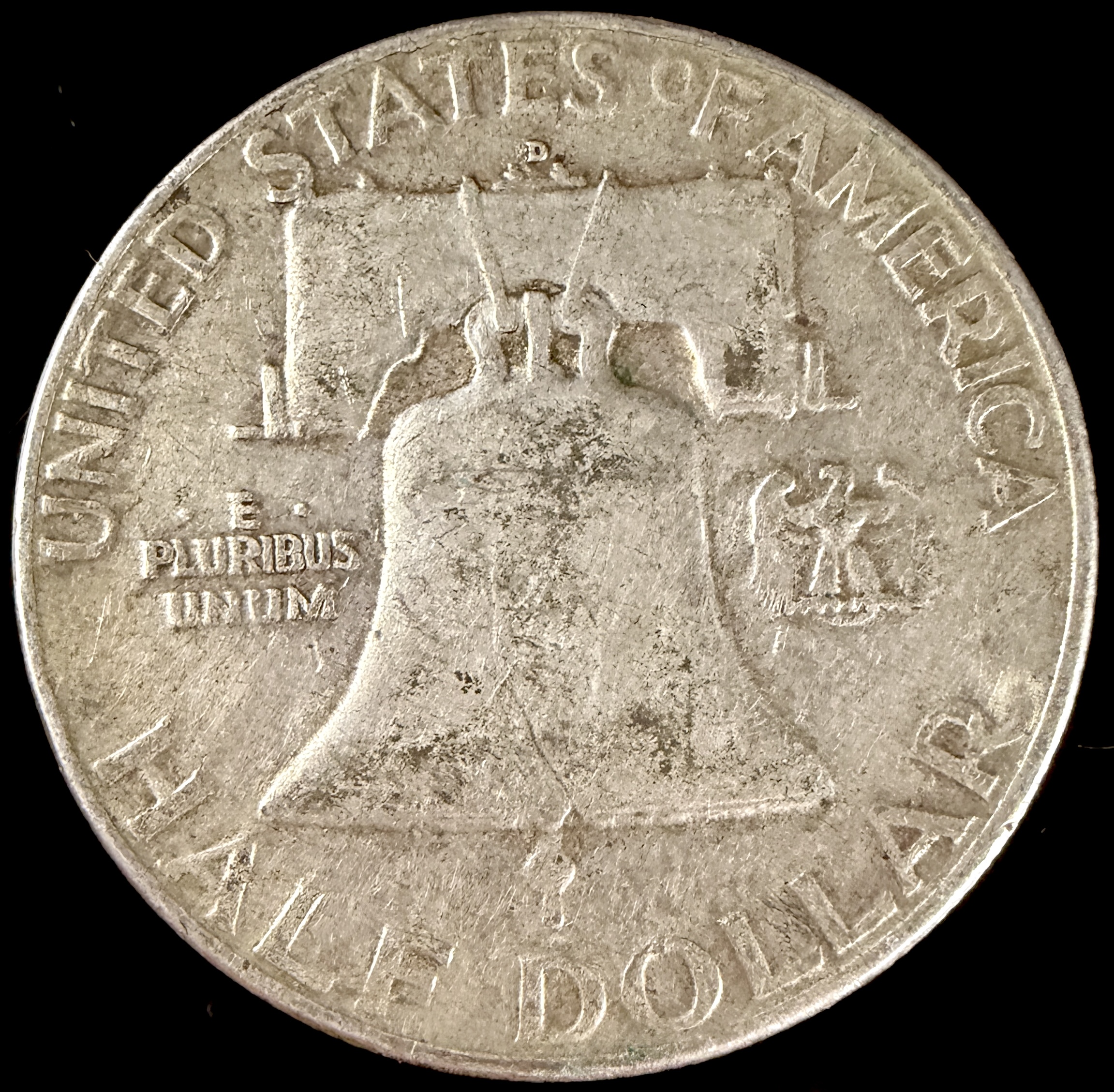Three US Benjamin Franklin 90% Silver Half Dollars, 1948-D, 1952-D, and 1963-D