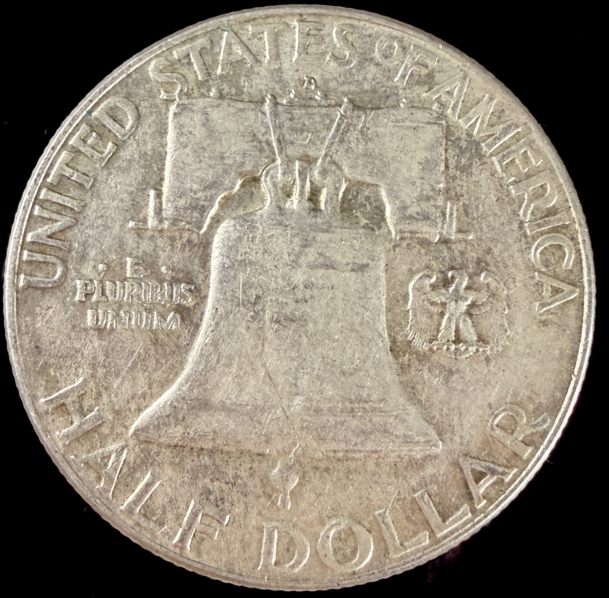 Three US Benjamin Franklin 90% Silver Half Dollars, 1948-D, 1952-D, and 1963-D